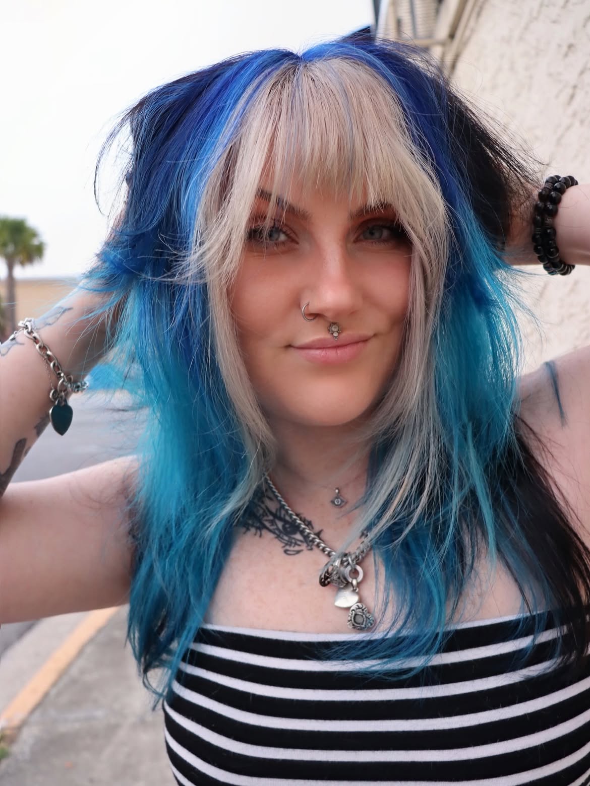 Electric Blue Hair With Blonde Money Piece