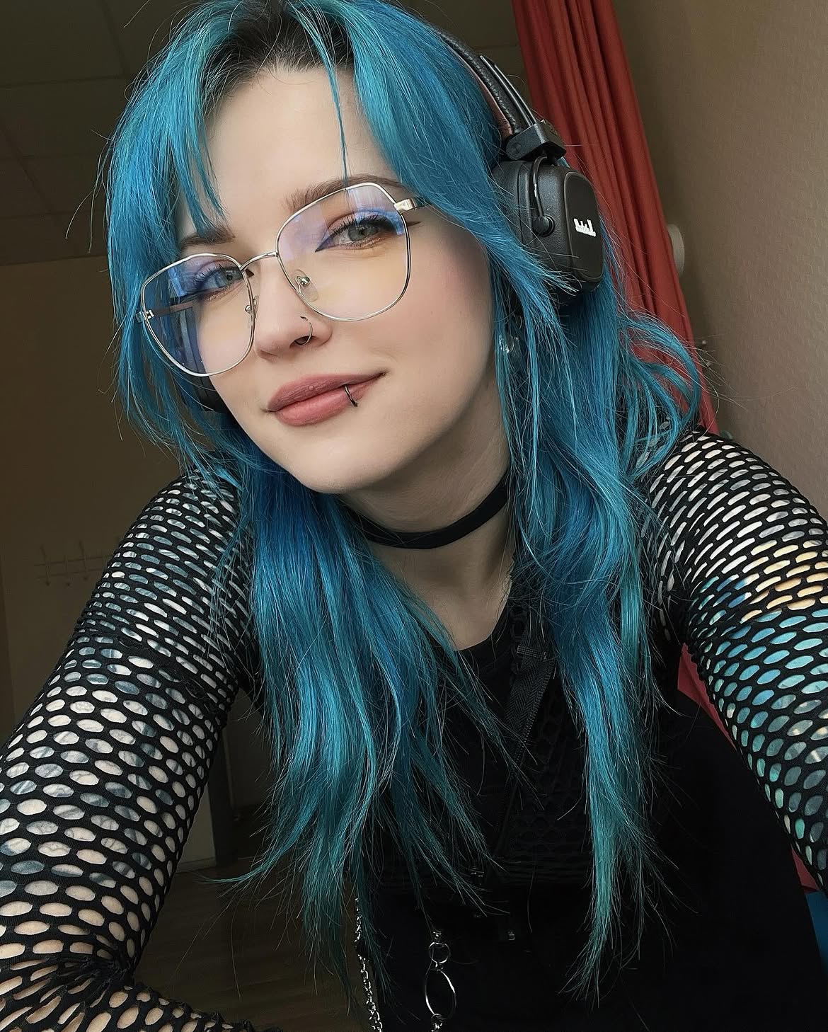 Electric Blue Shag With Wispy Bangs