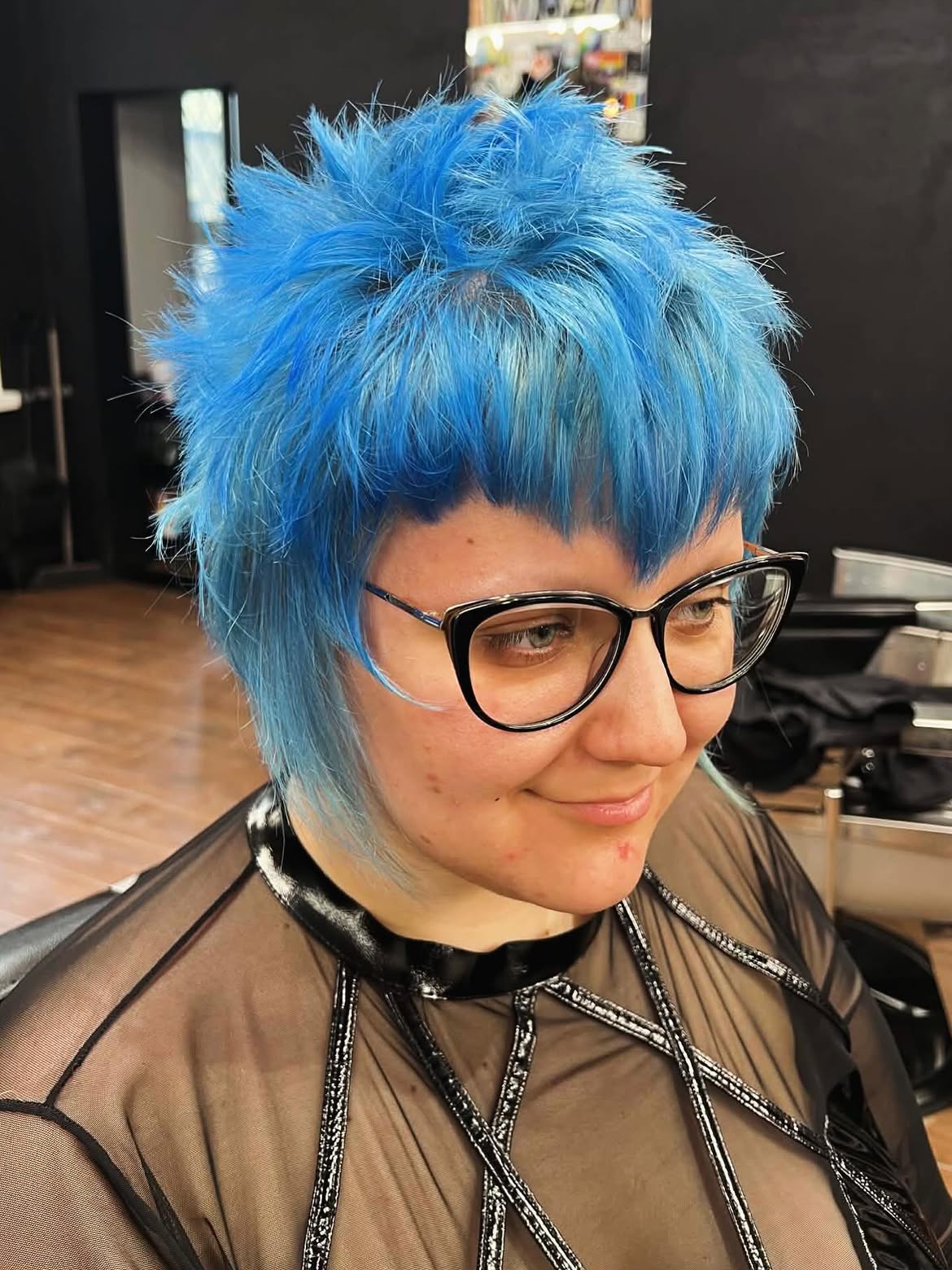 Electric Blue Spiky Textured Mullet