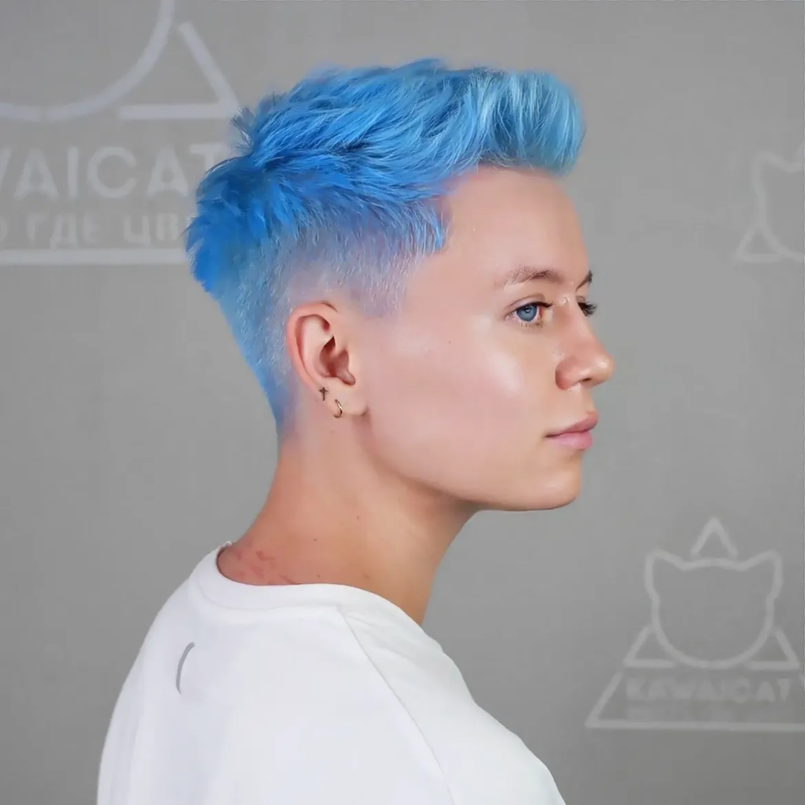 Electric Blue Undercut With Textured Quiff