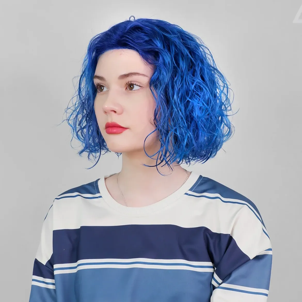 Electric Blue Wavy Bob With Piecey Texture