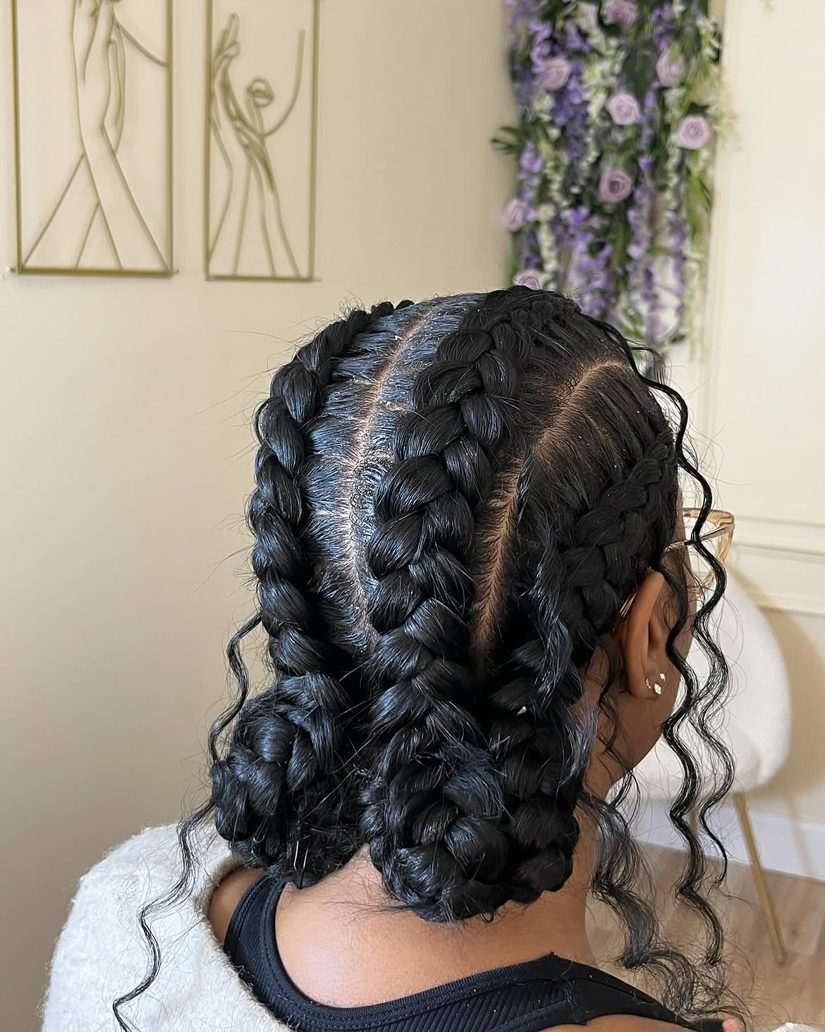 Elegant Double Dutch Braids With Loose Curls