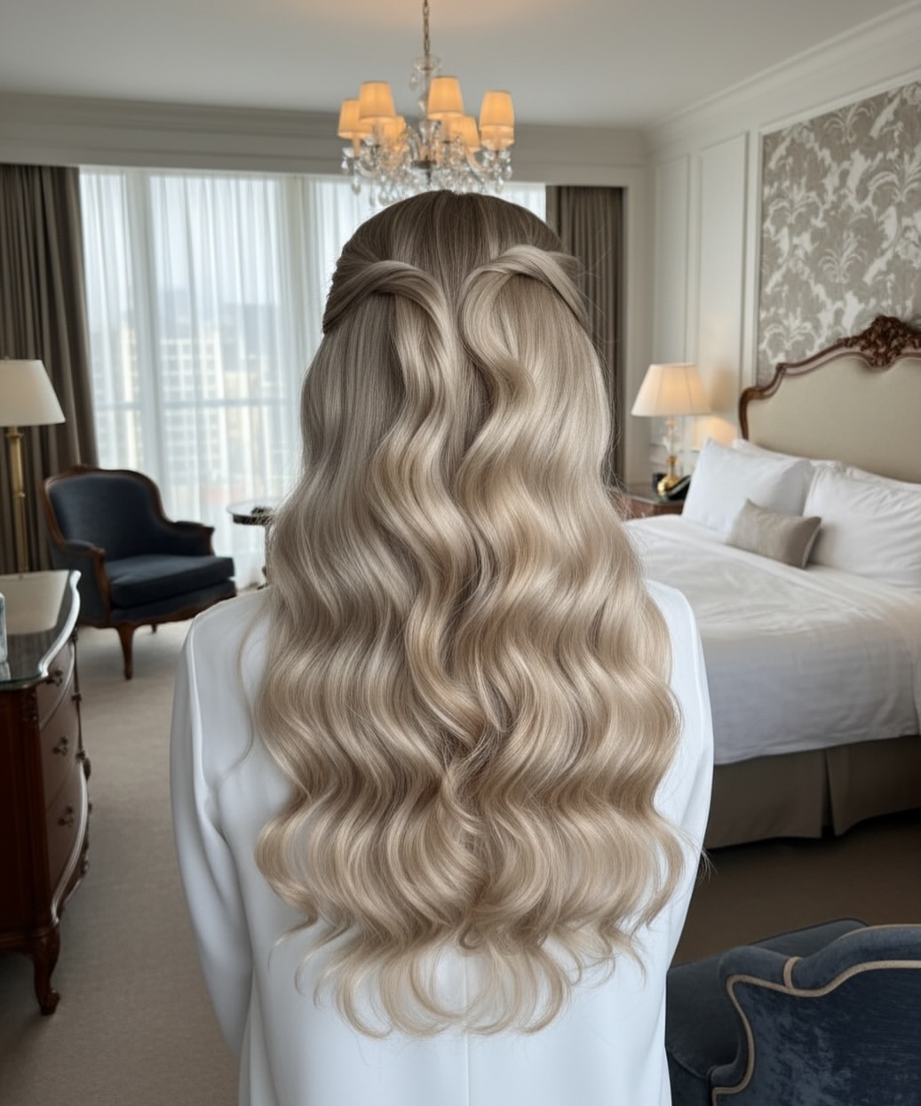 Elegant Half-Up Twist With Loose Waves