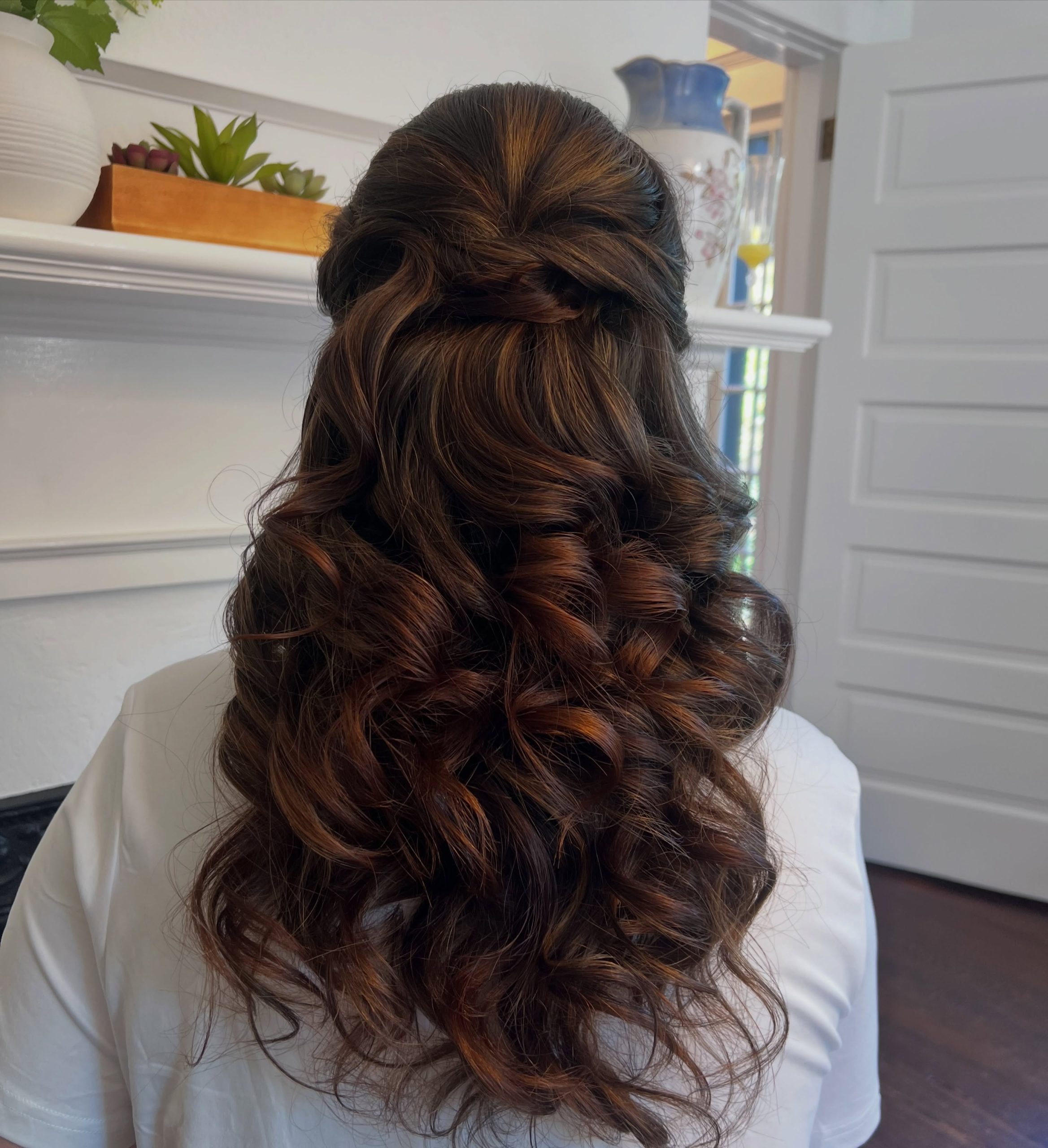 Elegant Twisted Half Up With Voluminous Curls
