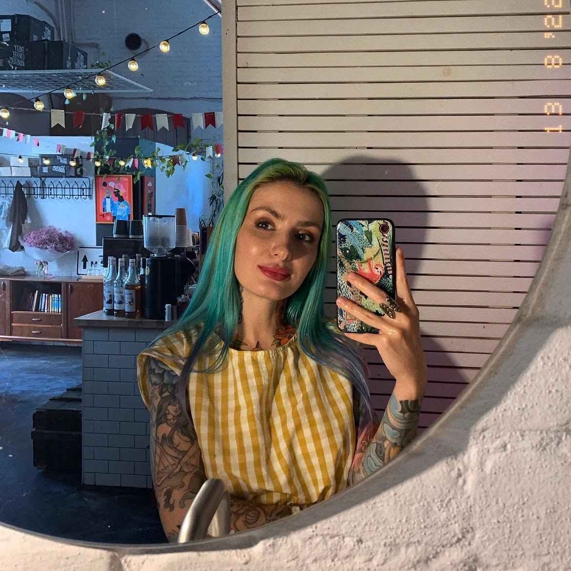 Emerald Teal Waves With Honey Blonde Roots