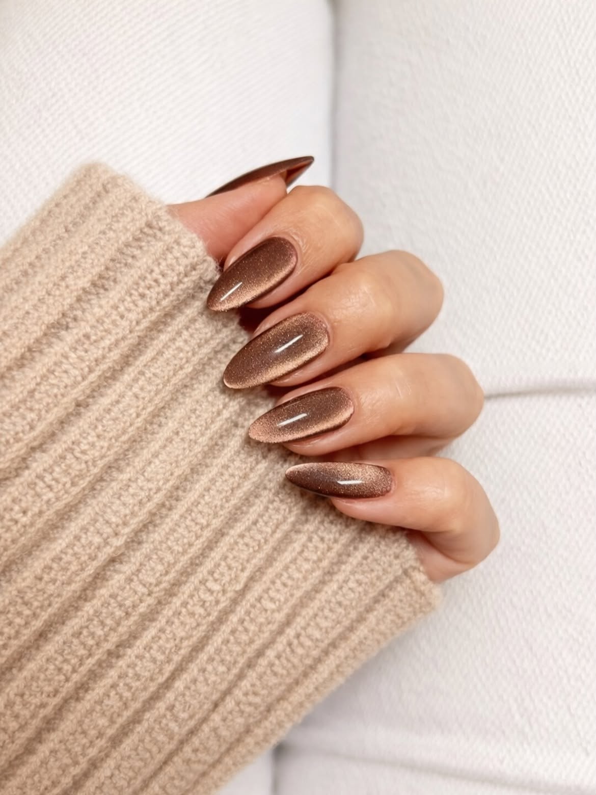 Espresso Cat Eye Almond Nails