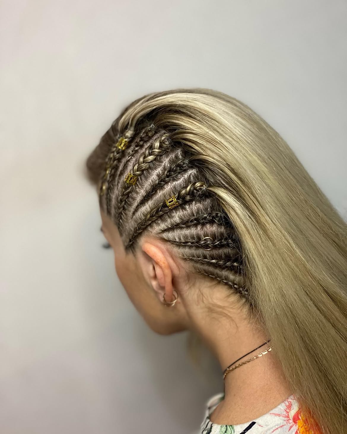 Faux Hawk With Cornrows And Gold Charms