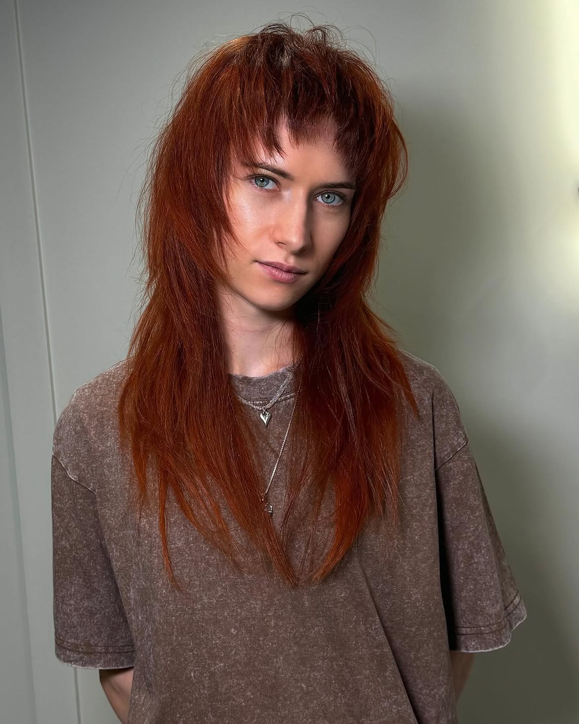Fiery Copper Shag With Choppy Bangs