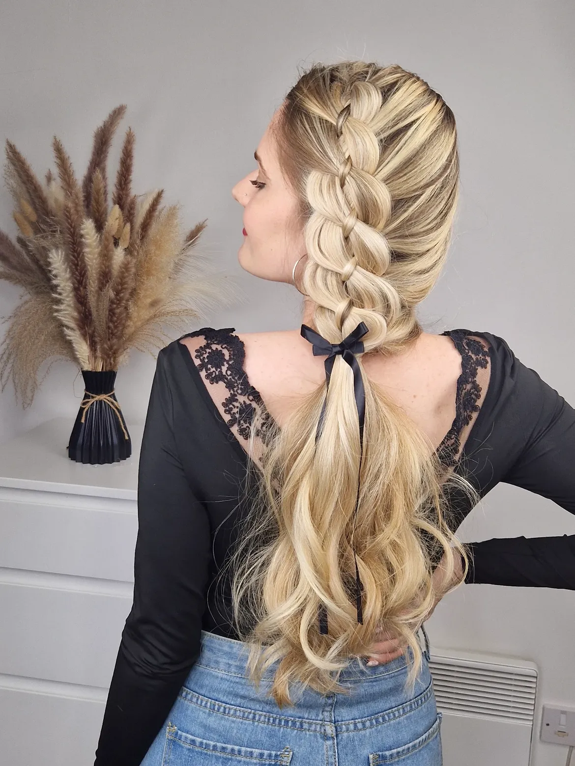 French Braid With Ribbon Accent