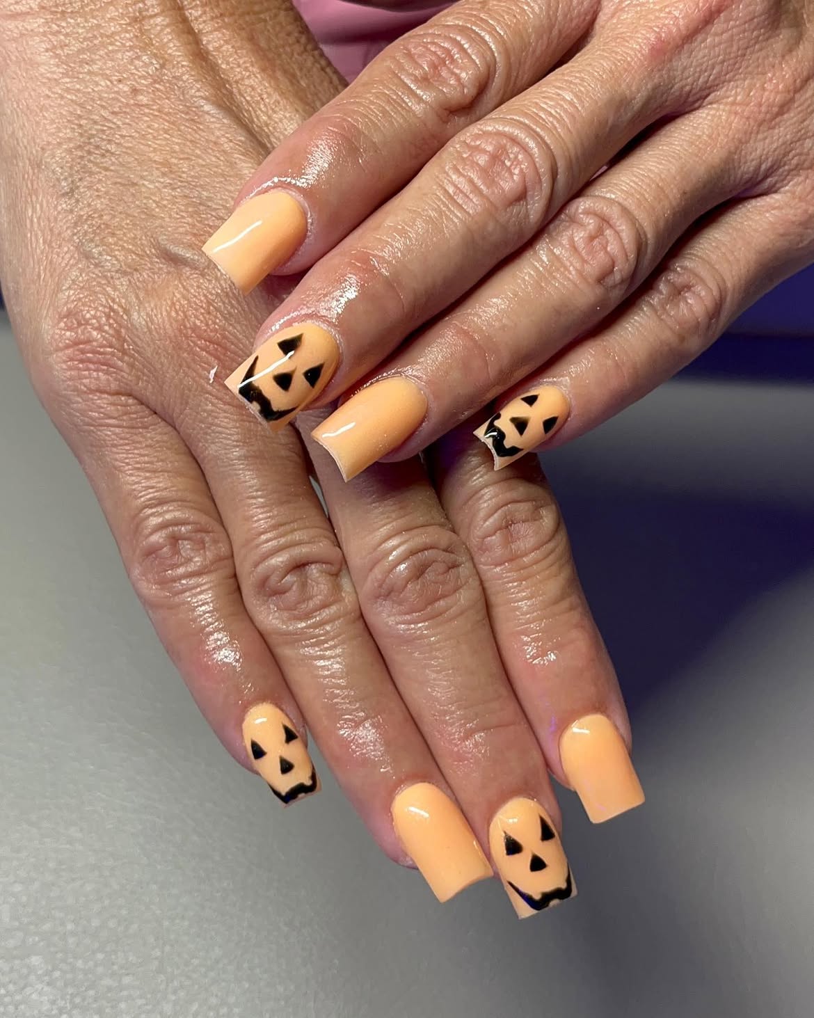 Ghostly Jack-o'-Lantern Square Nails
