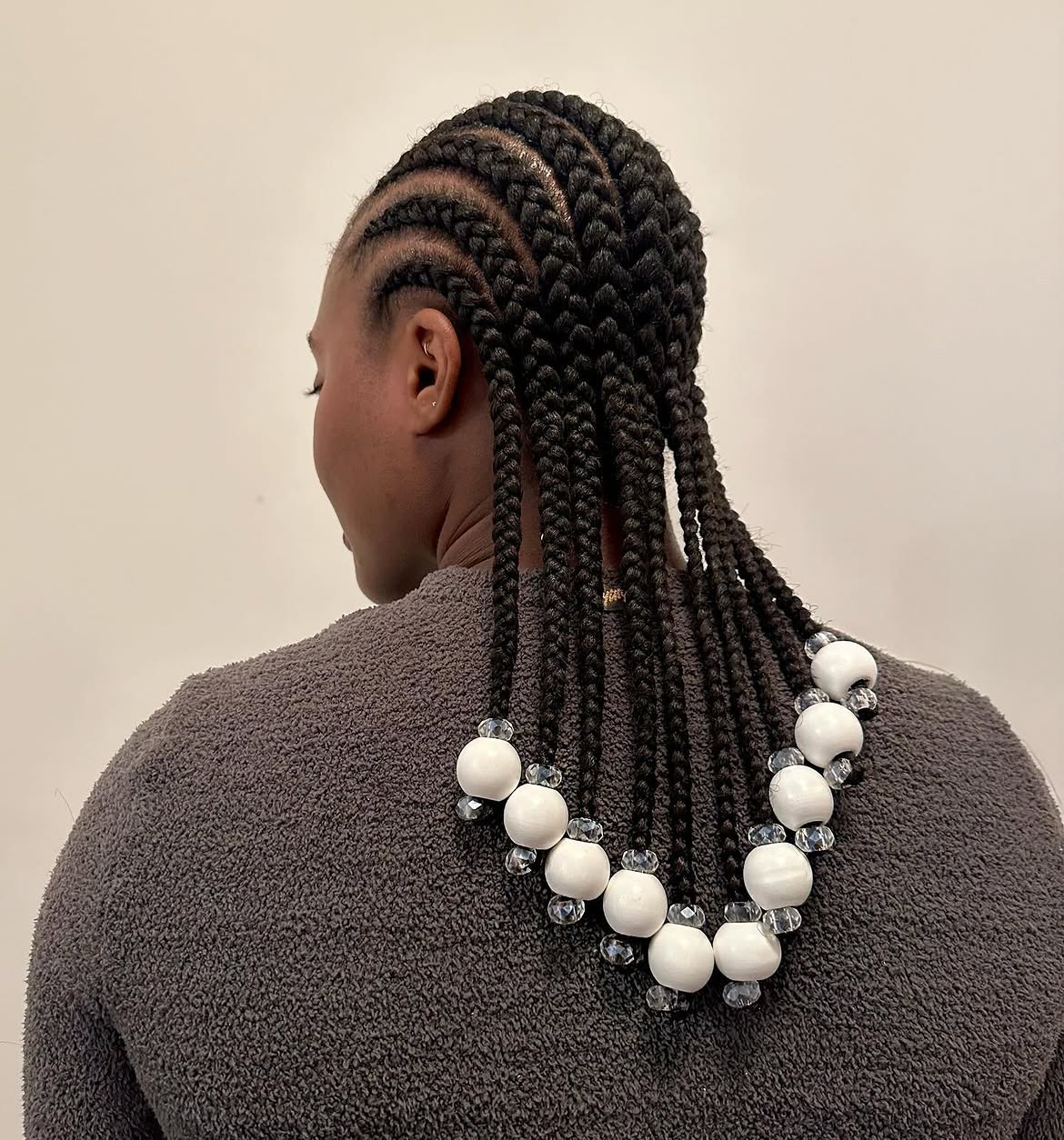 Glamorous Braids with White Beads and Sparkle