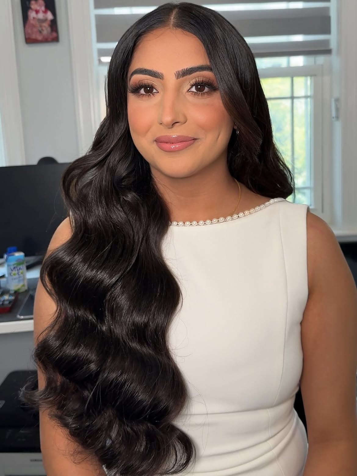 Glossy Deep Espresso Hollywood Waves With Center Part