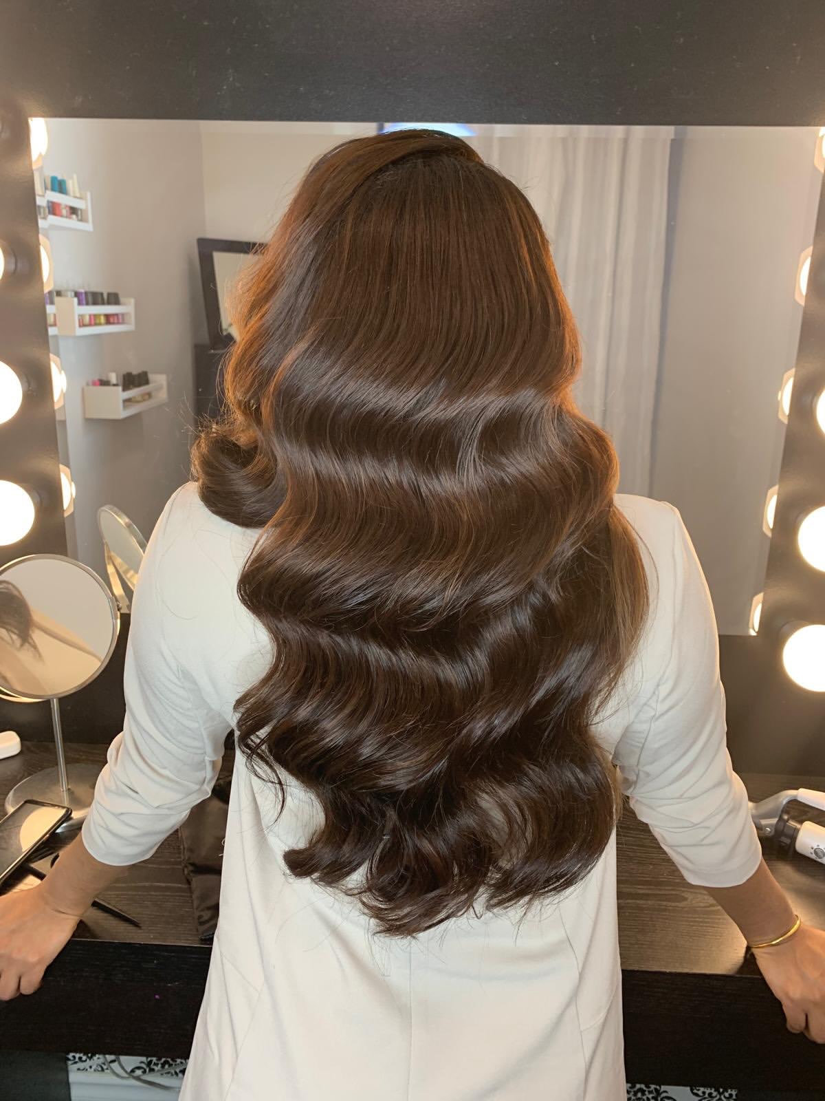 Glossy Espresso Hollywood Waves For Long Hair