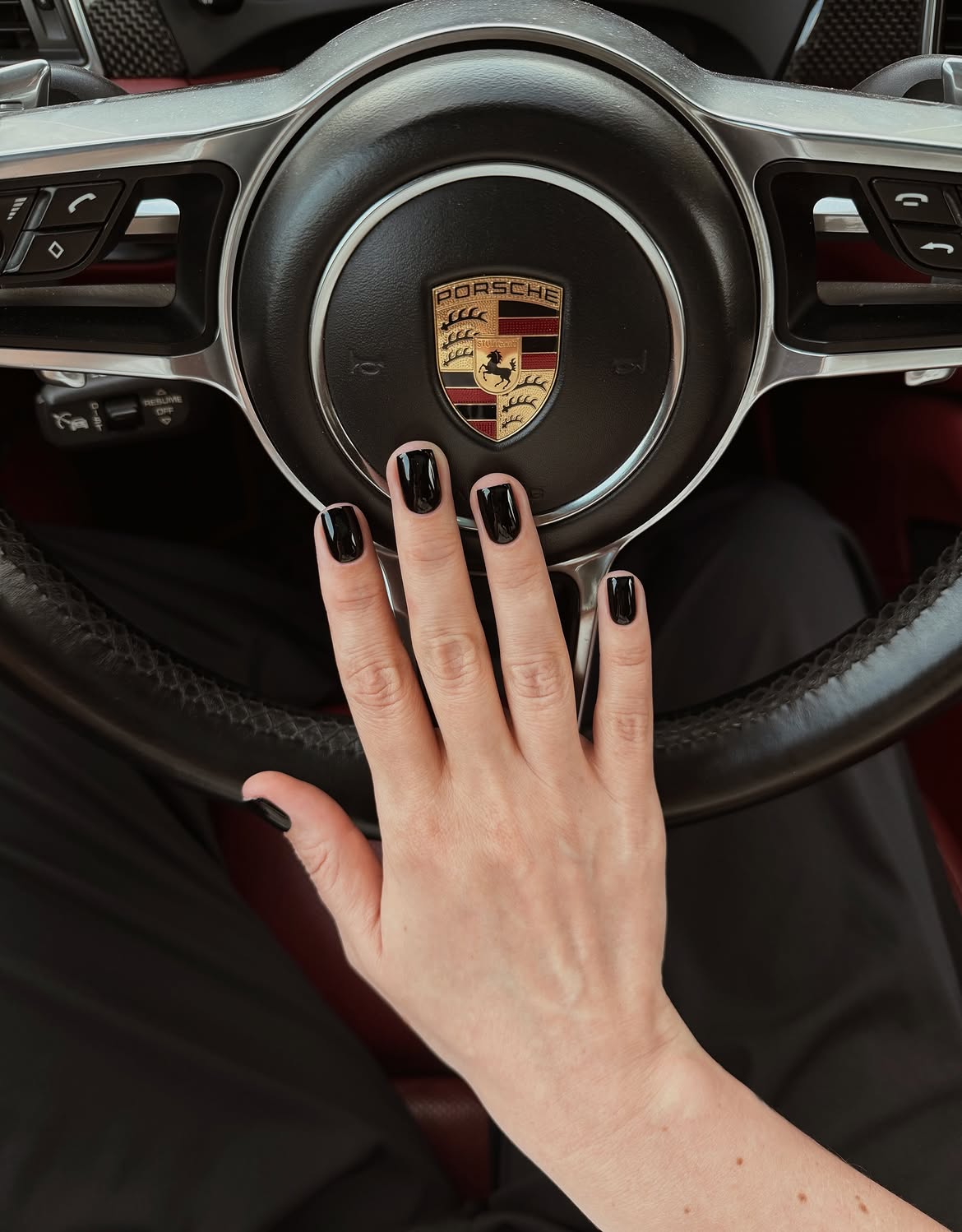 Glossy Jet Black Square Nails