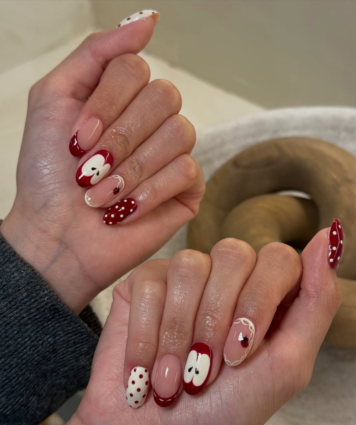 Glossy Red Apple Orchard Inspired Nail Art