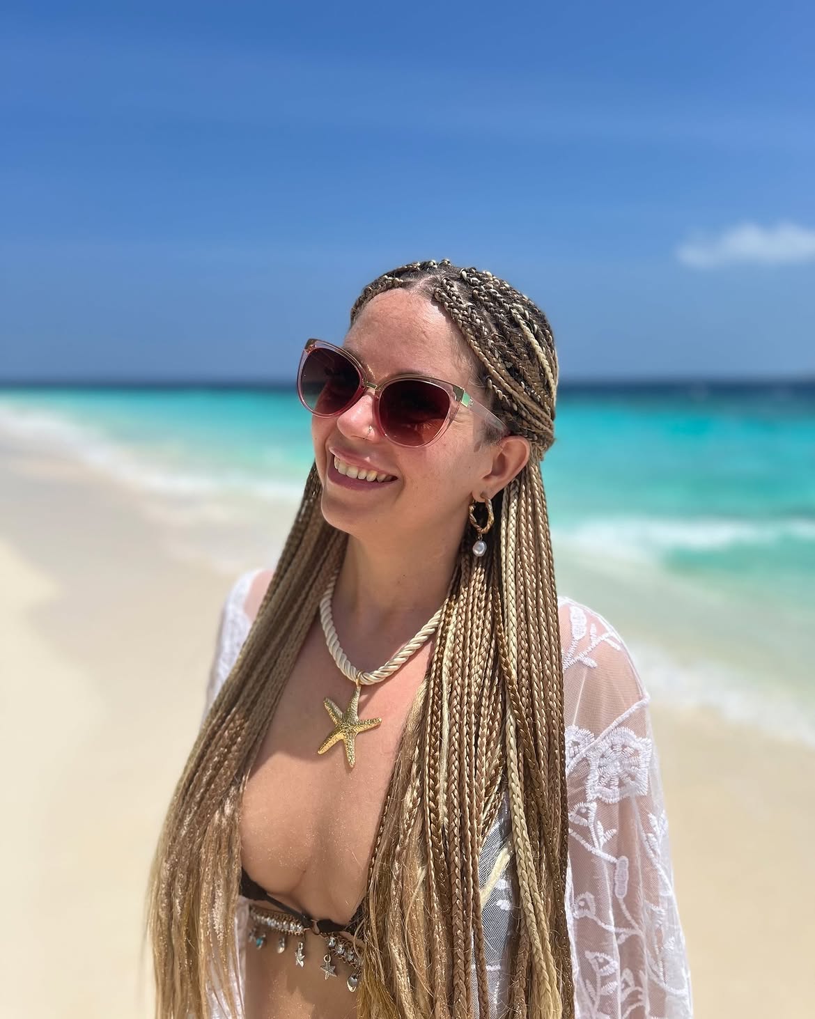 Golden Blonde Braids With Beachy Waves