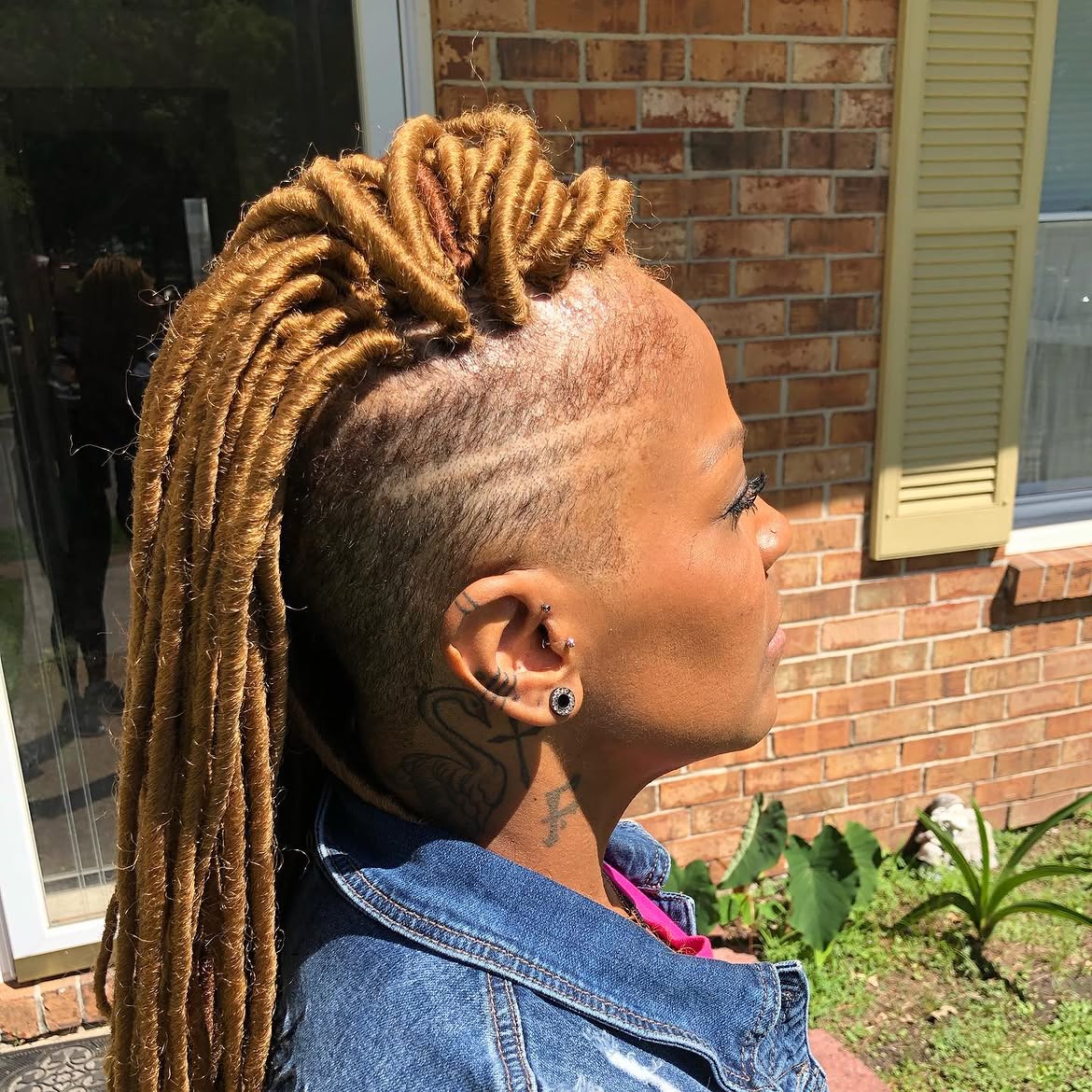 Golden Blonde Faux Locs With Undercut Design