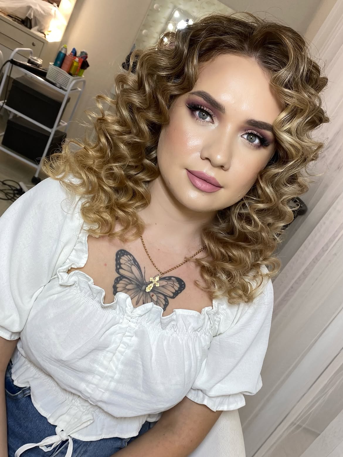 Golden Honey Blonde Spiral Curls