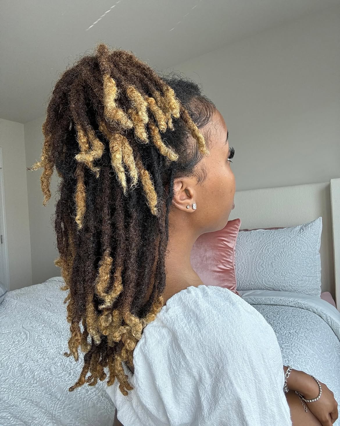 Half Up Blonde Ombre Starter Locs