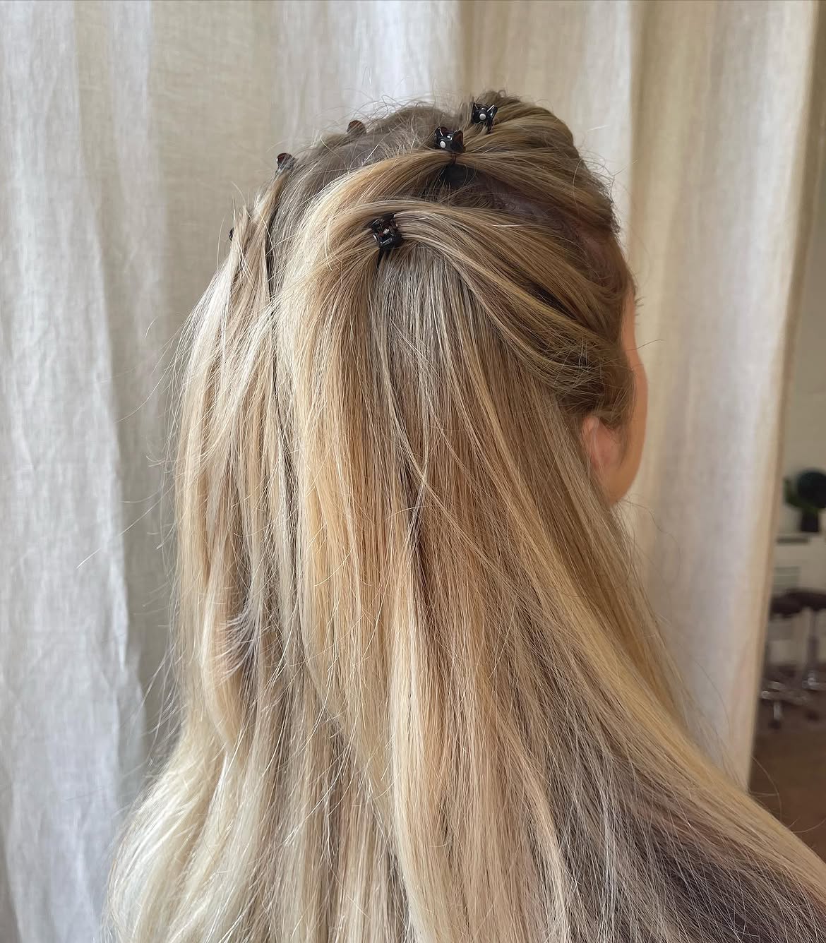 Half-Up Braids With Mini Claw Clips