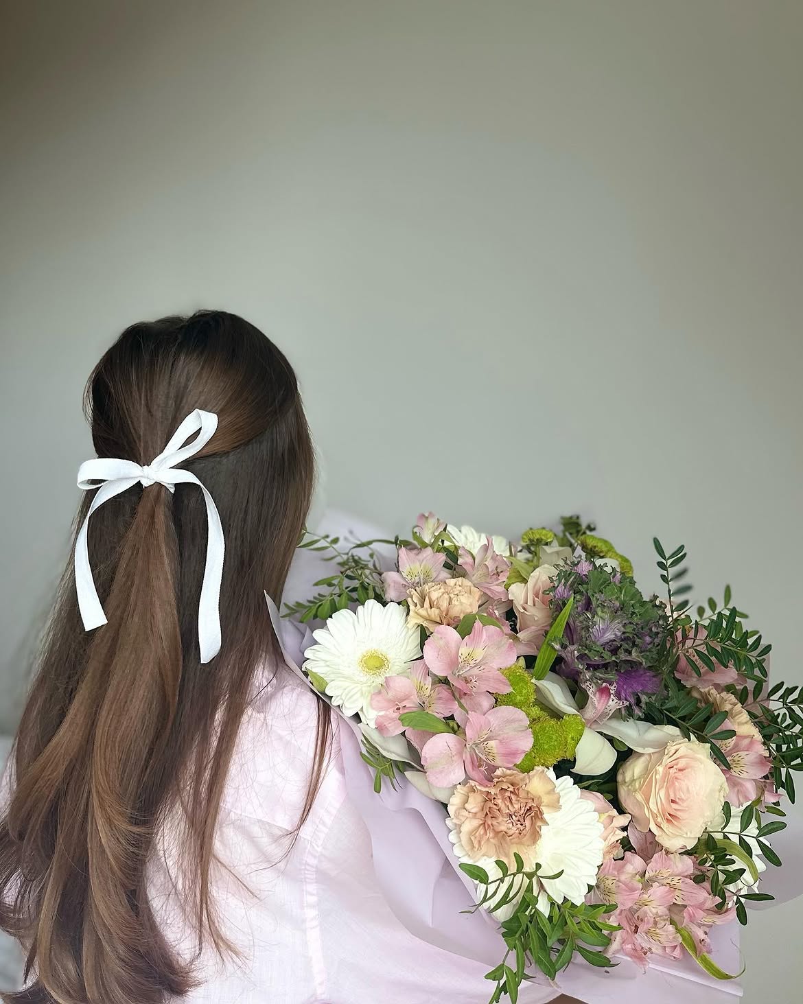Half Up Ponytail With Ribbon Bow