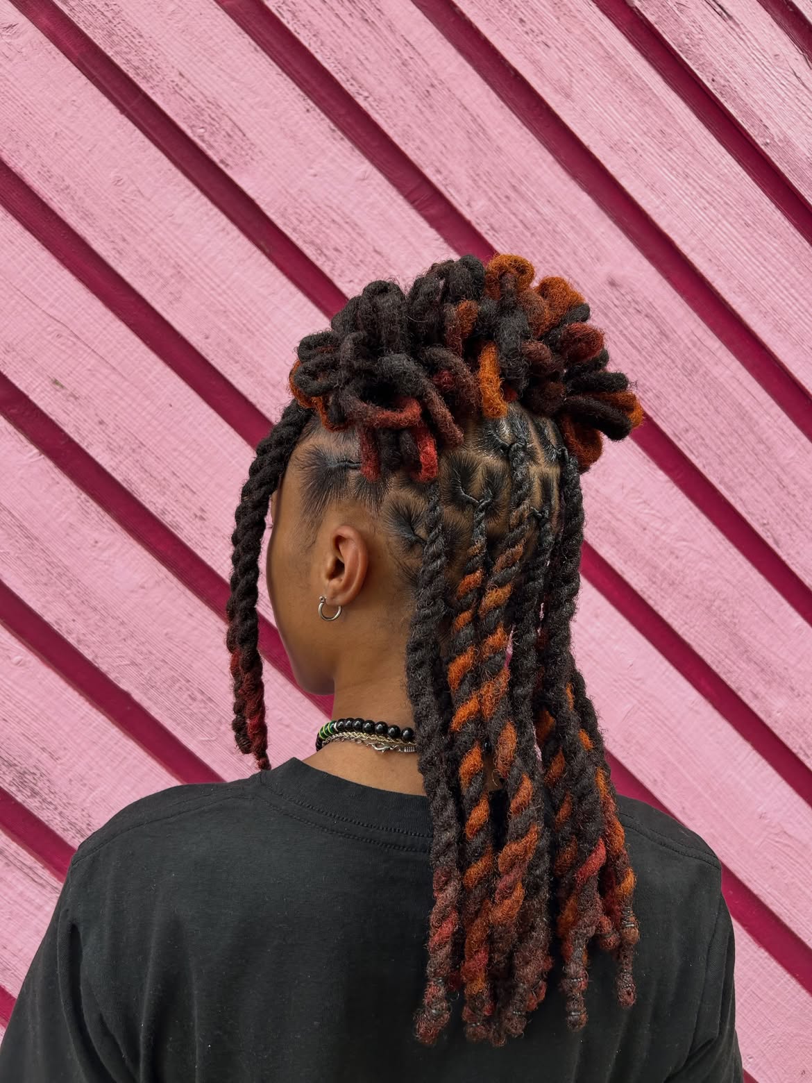Half Up Starter Locs With Copper Accents