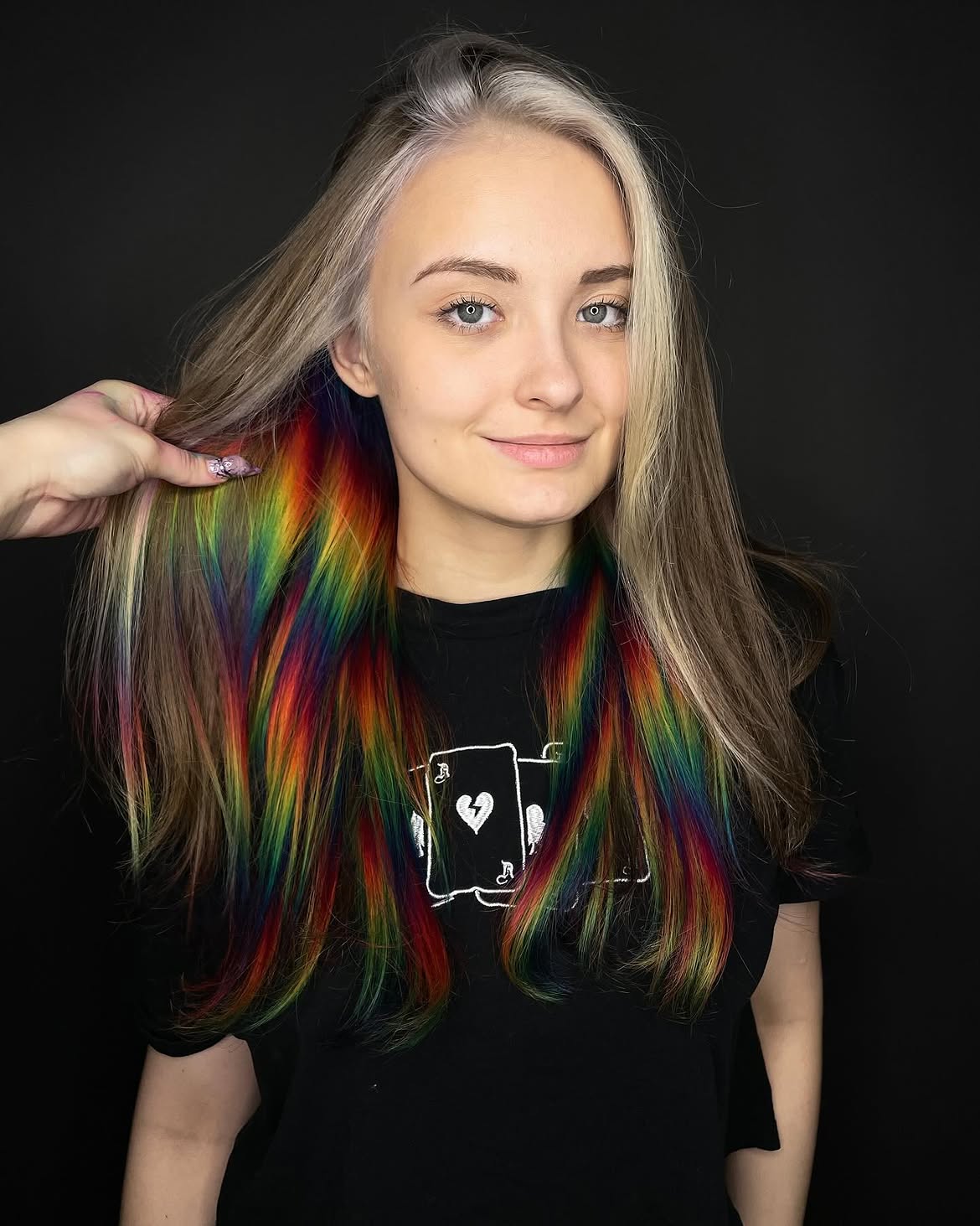 Hidden Rainbow Peekaboo Underlights With Ash Blonde