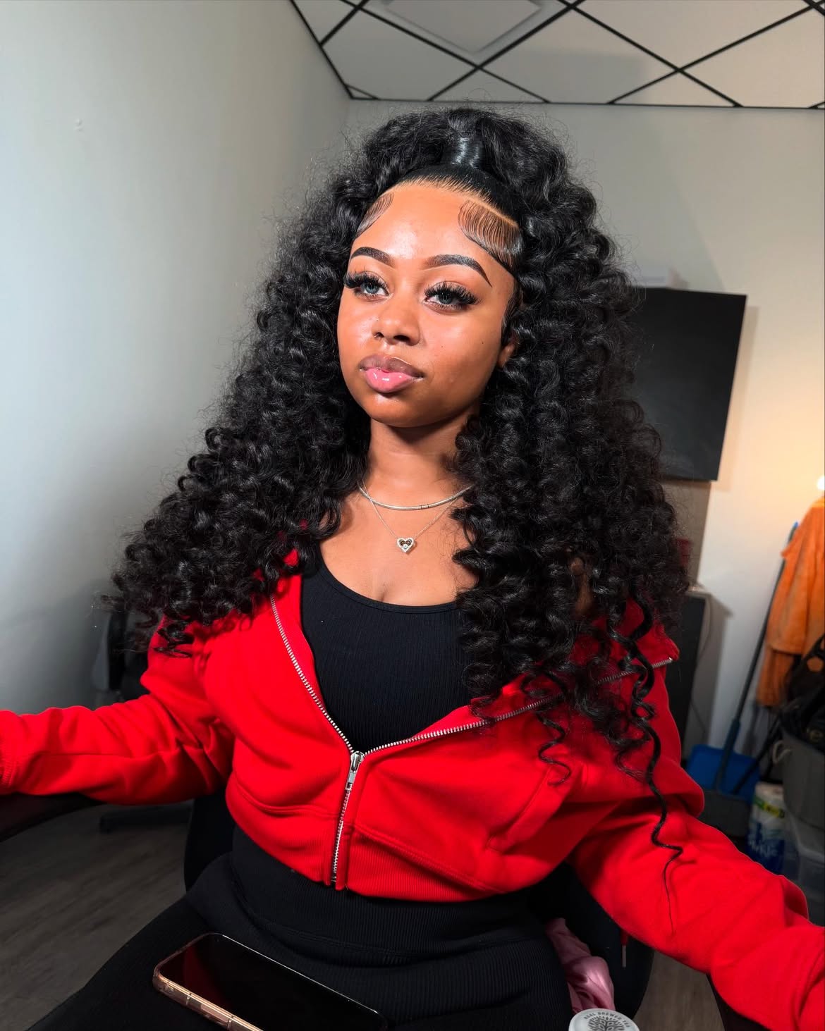 High Volume Spiral Curls With Slicked Baby Hairs
