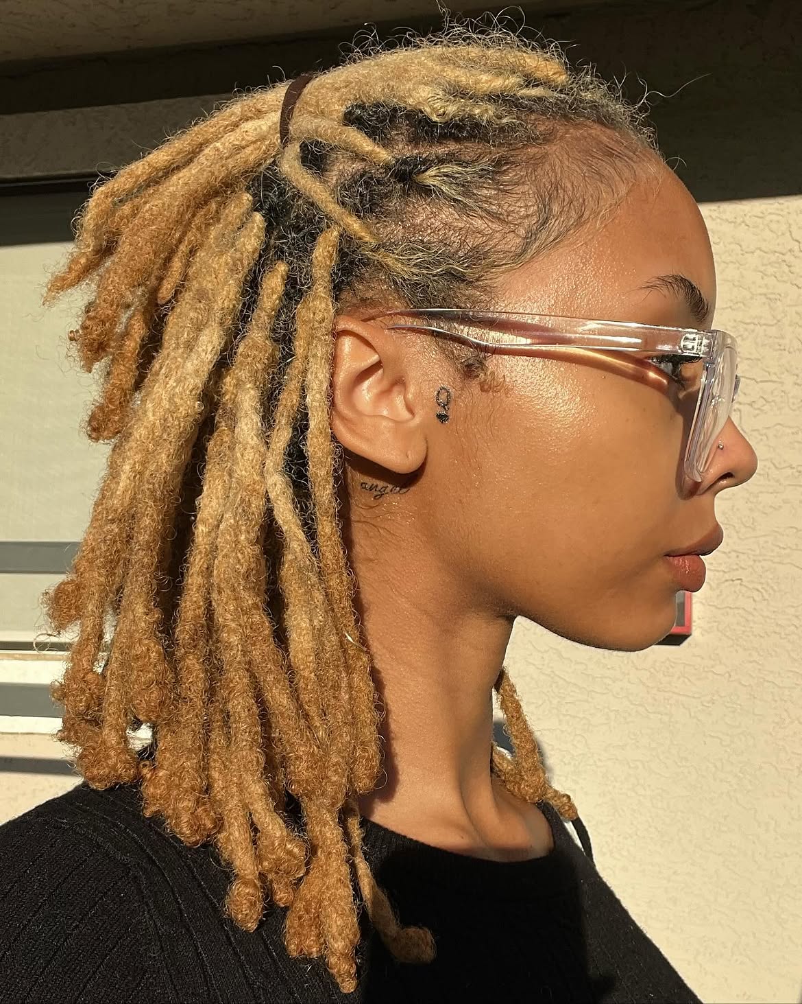 Honey Blonde Half Up Starter Locs