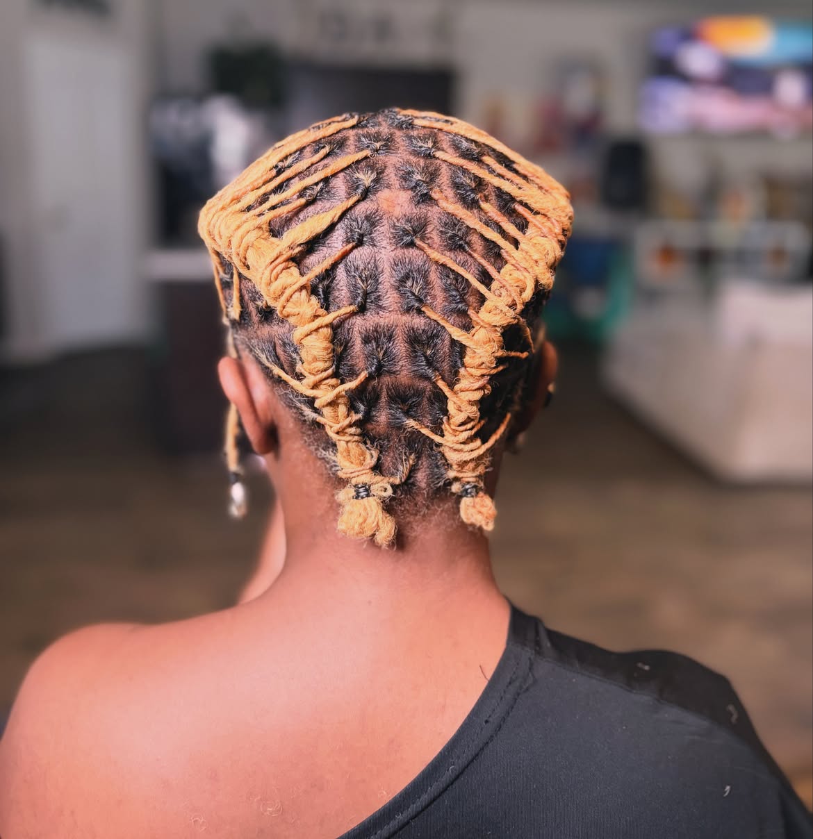 Honey Blonde Twisted Starter Locs Style