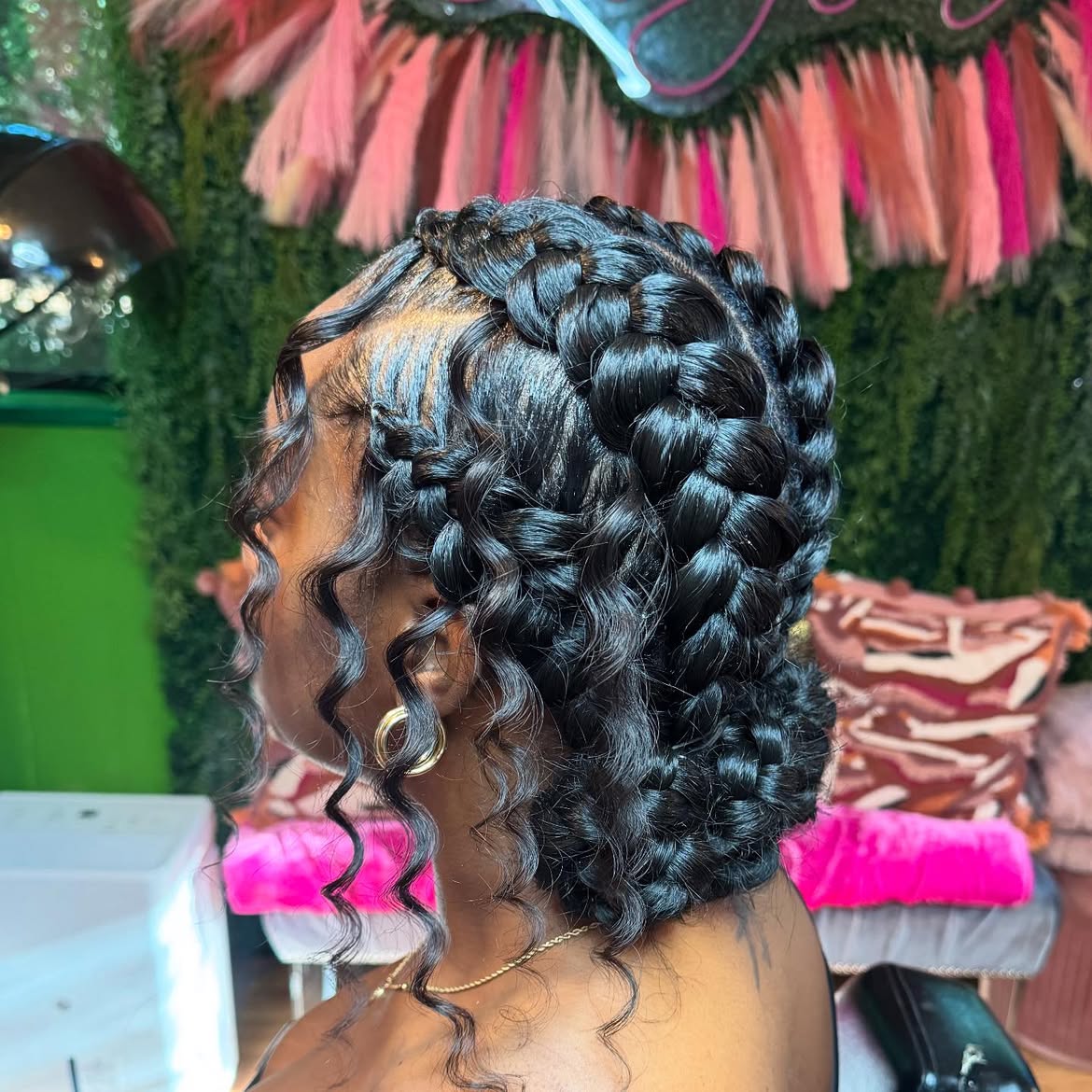 Intricate Braided Updo With Loose Curls