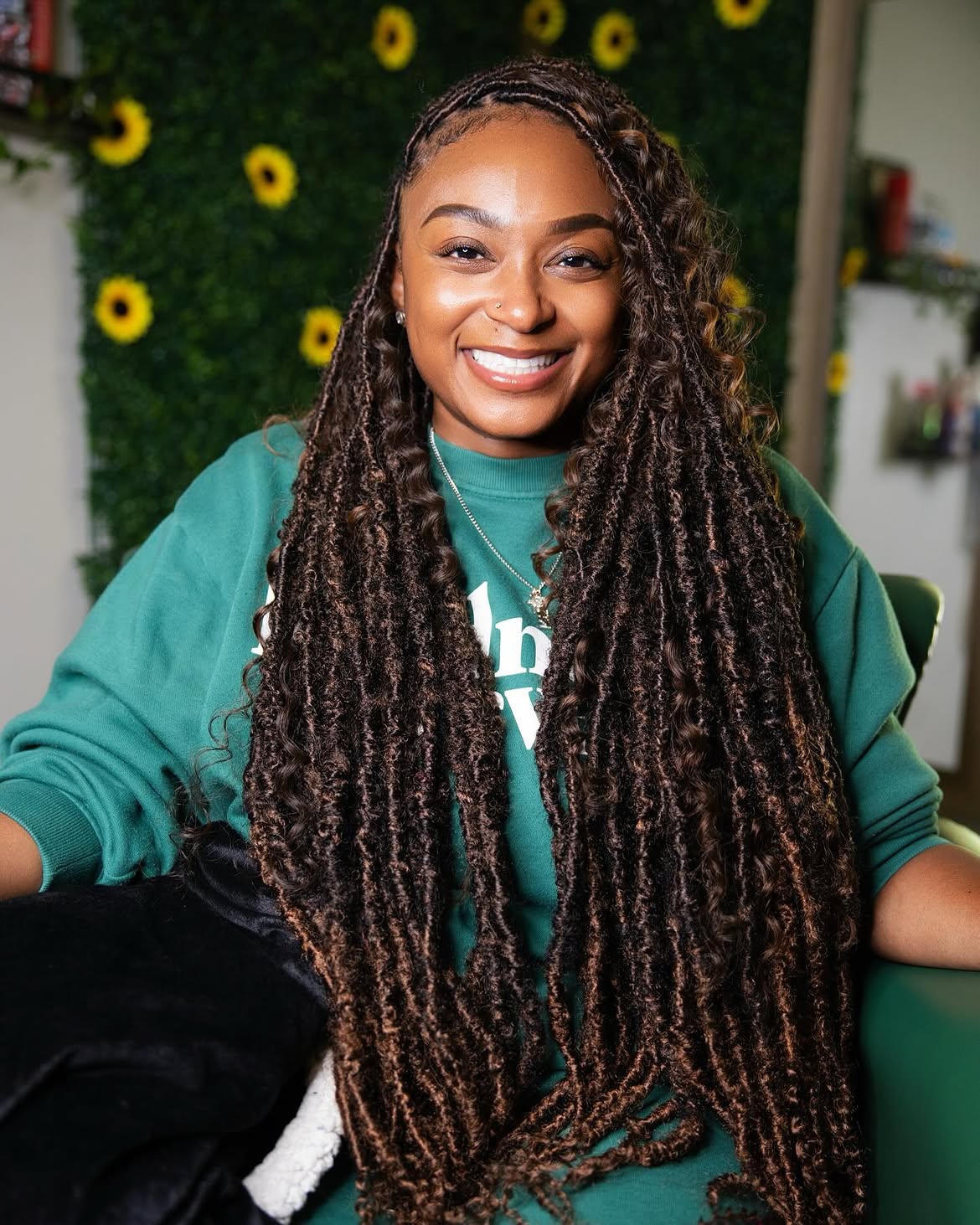 Long Bohemian Faux Locs With Curly Ends