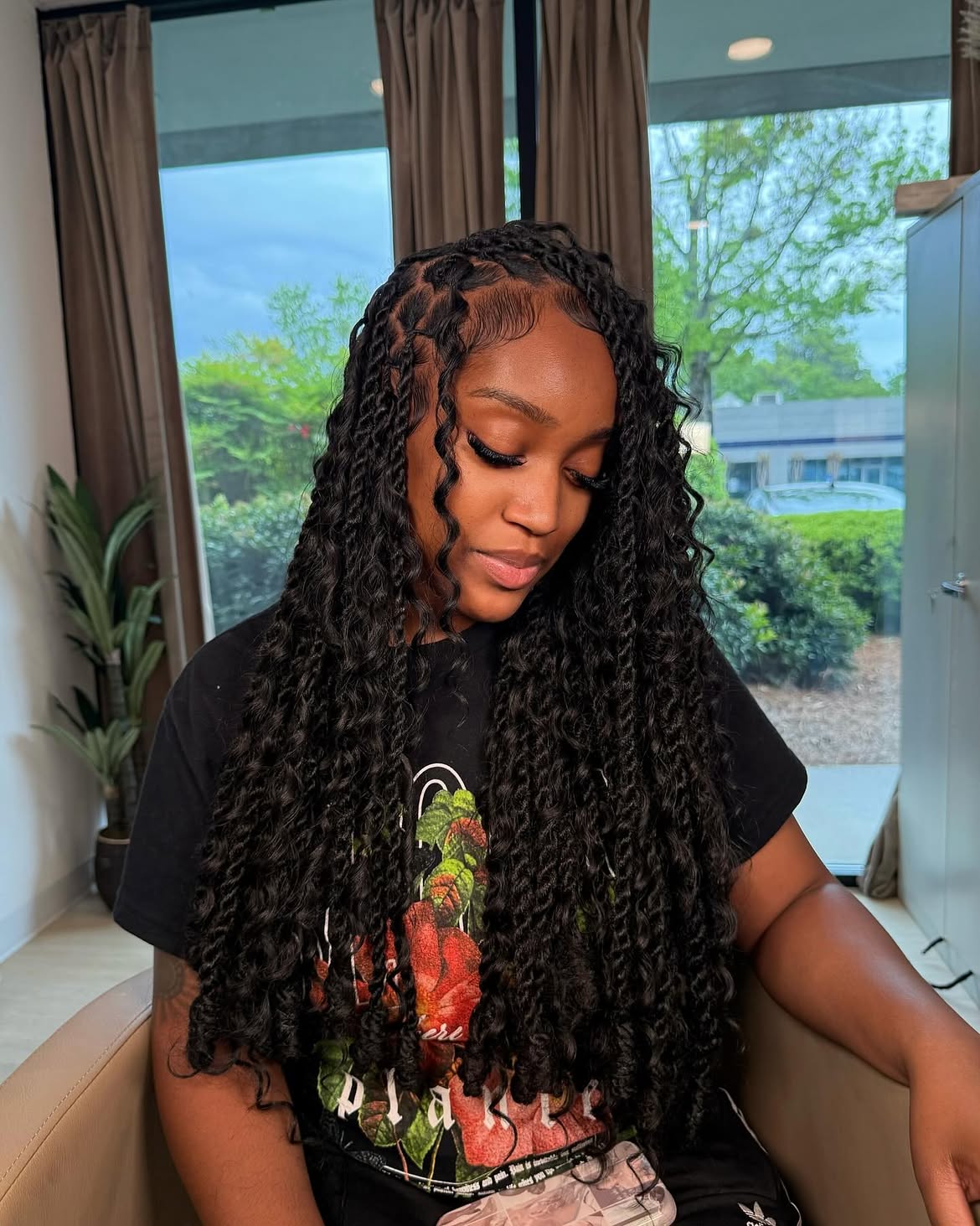 Long Bohemian Twist Locs With Defined Curls