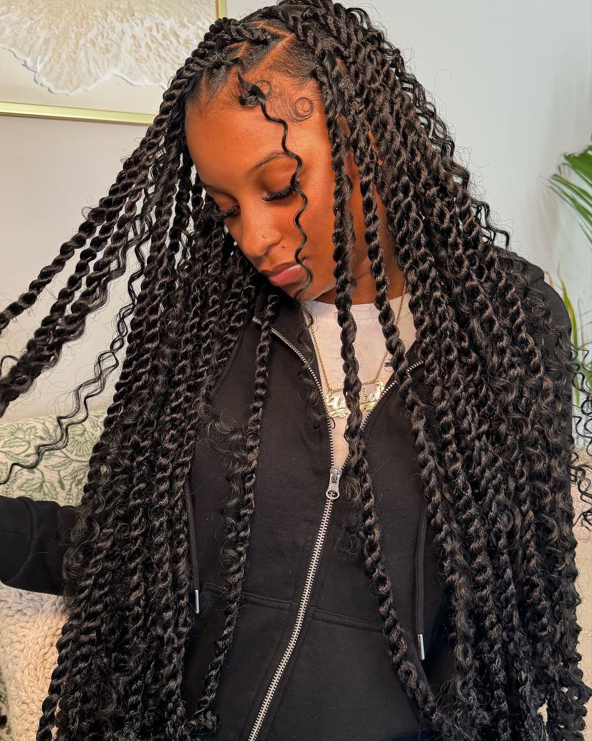 Long Passion Twists With Detailed Edge Styling