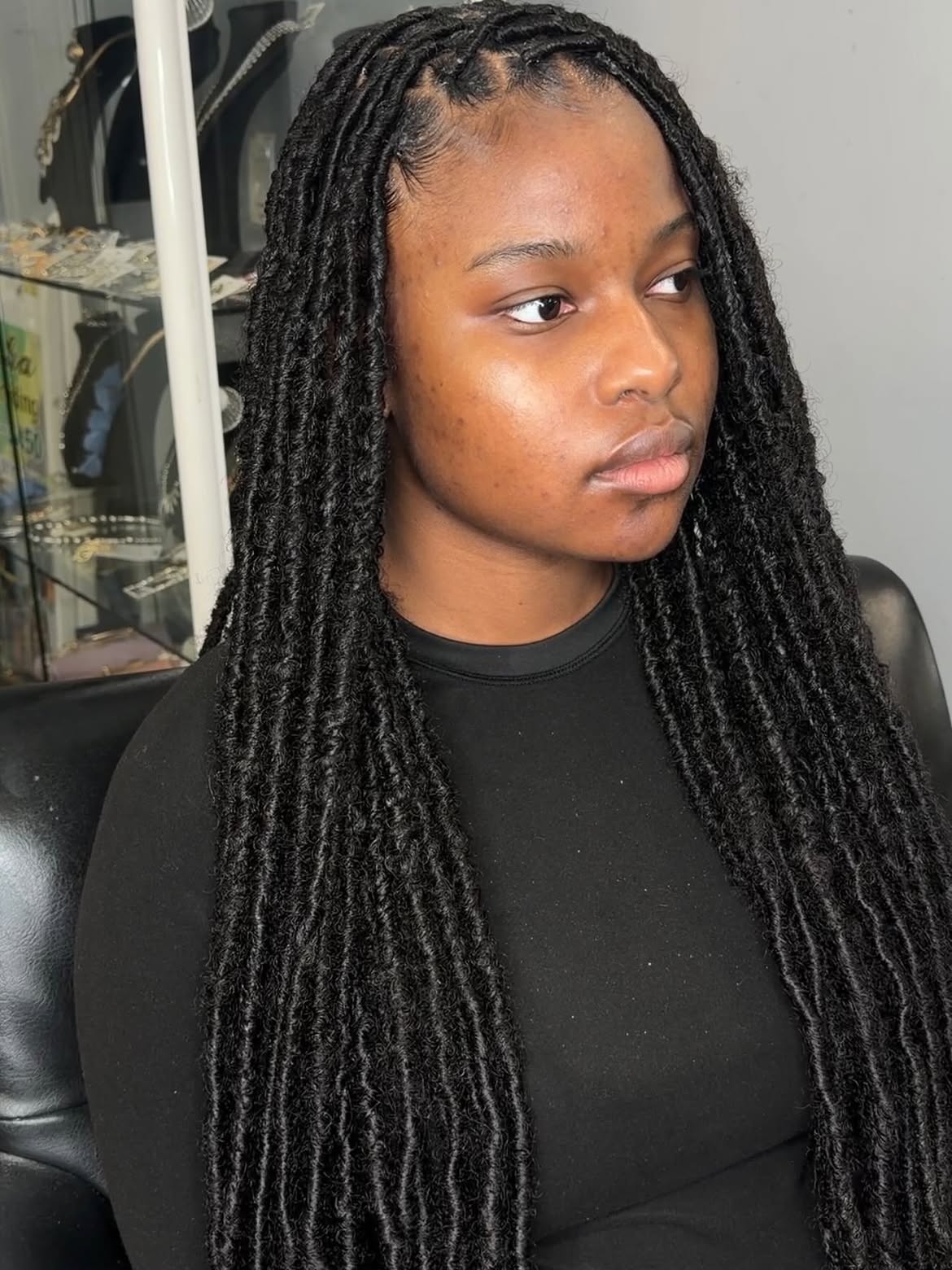 Long Wavy Faux Locs With Defined Parts