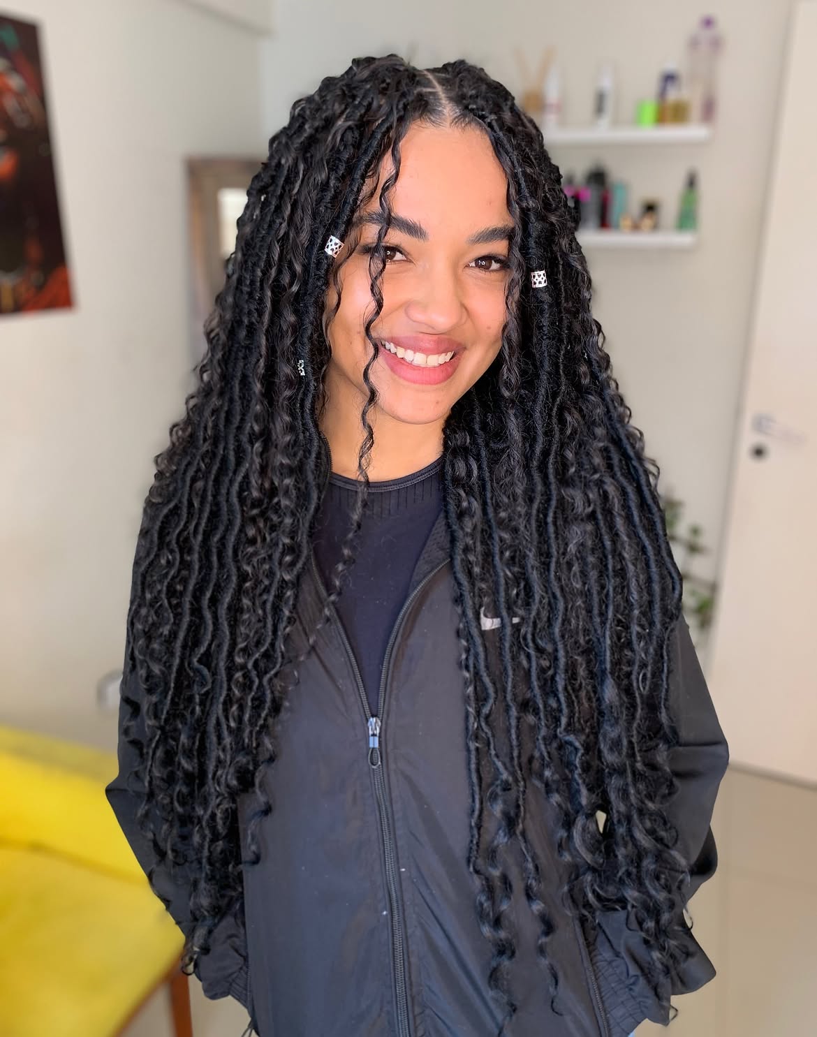 Luxe Wavy Faux Locs With Silver Charms