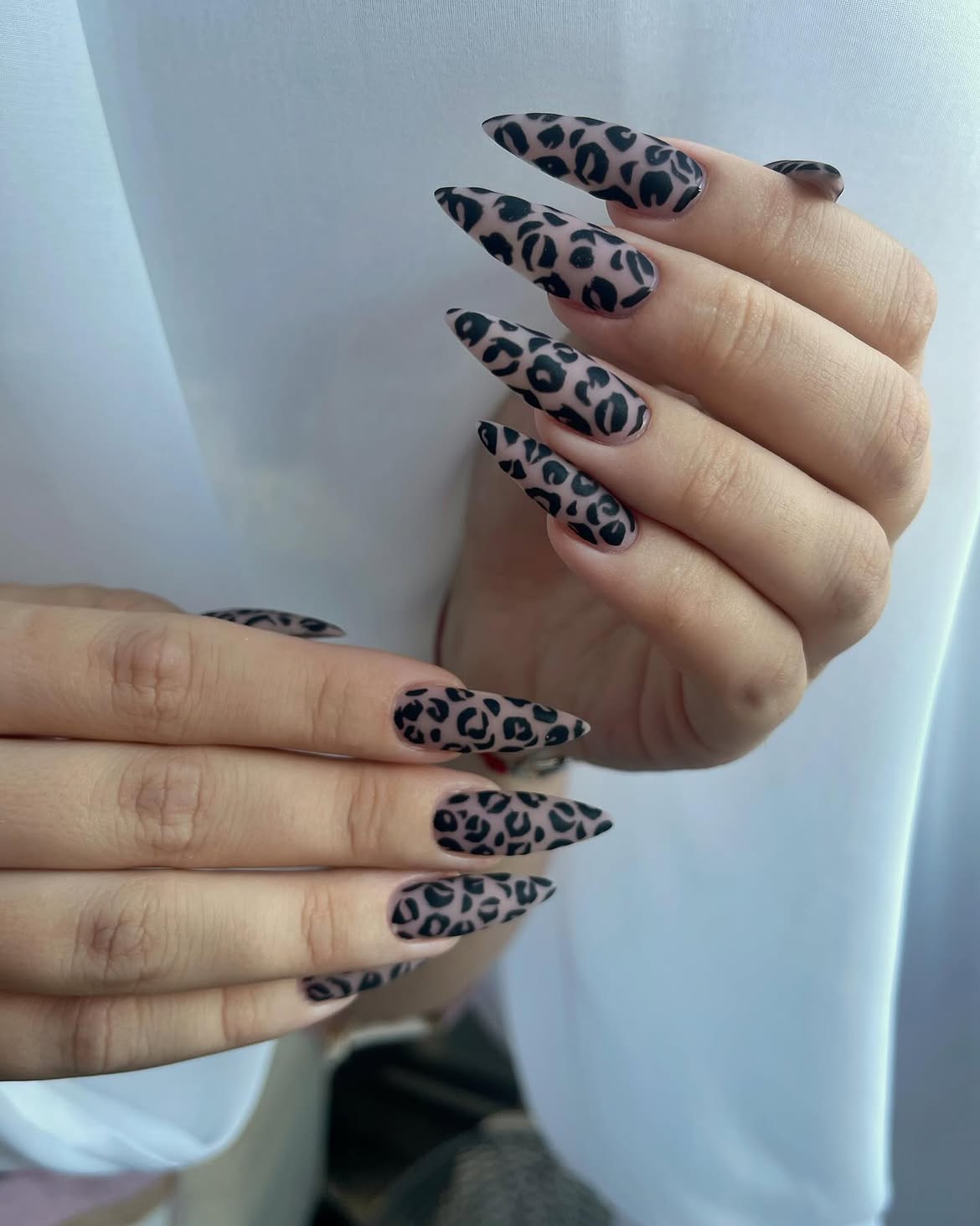 Matte Leopard Print Stiletto Nails