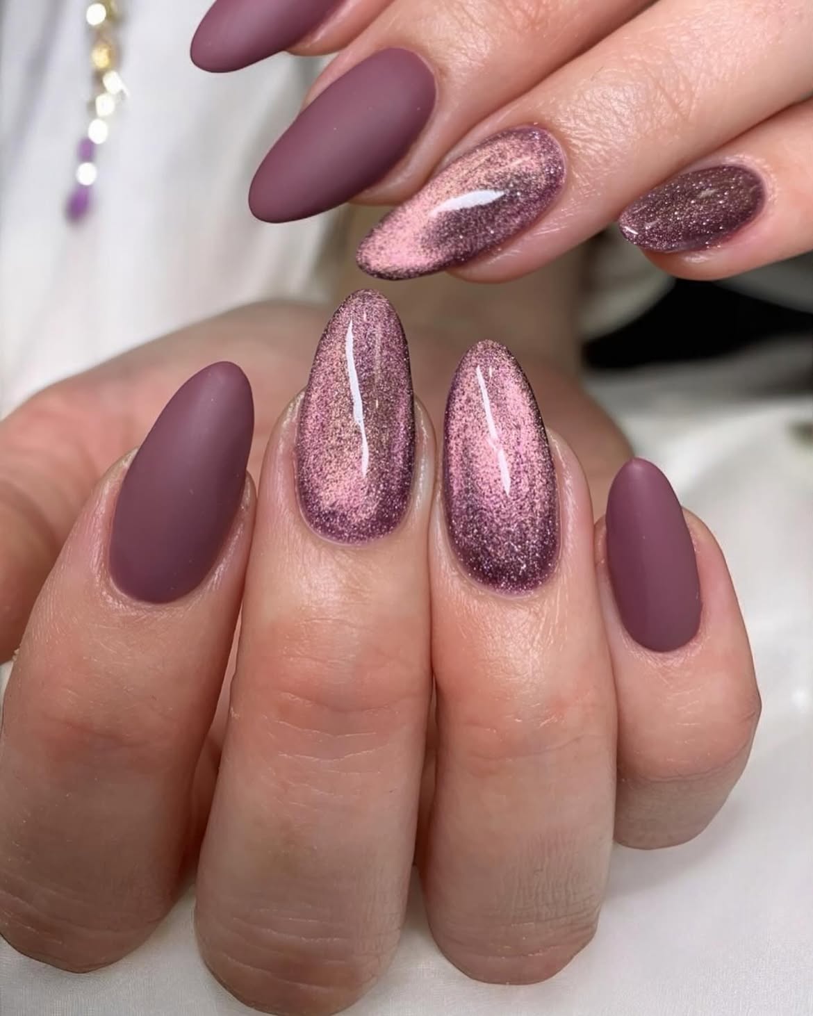 Matte Mauve and Rose Gold Cat Eye Mix