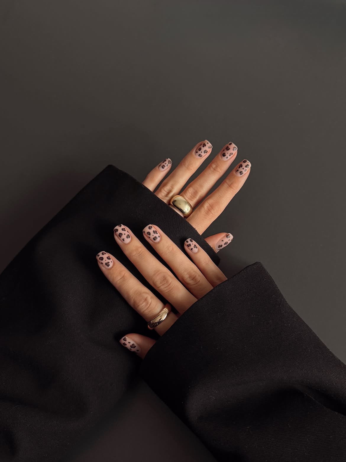 Matte Nude Leopard Print Short Square Nails