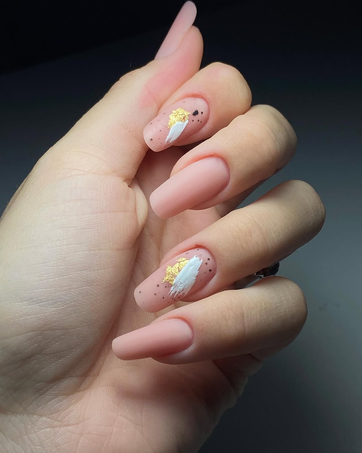 Matte Peachy Nude With Gold Leaf Accent