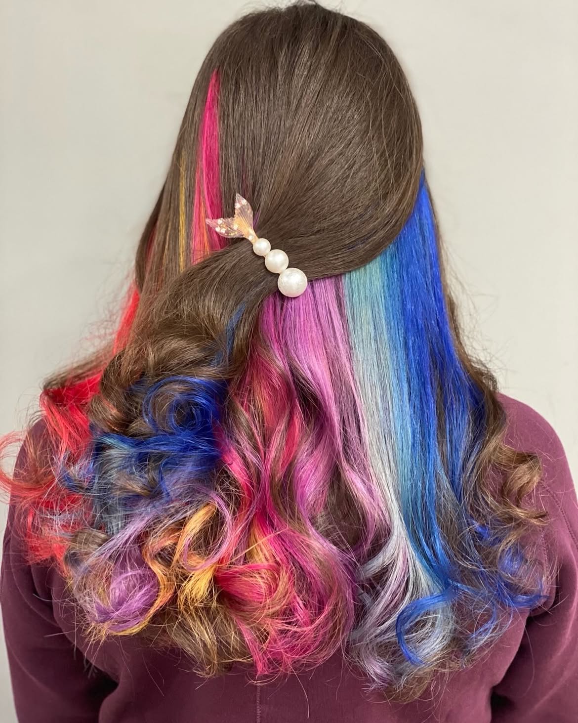 Mermaid Vibes Bold Color Streaks With Pearl Clip