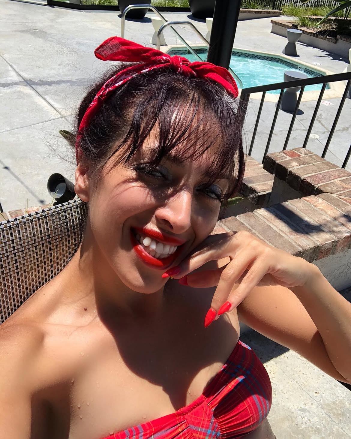 Messy Updo With Bandana And Wispy Bangs