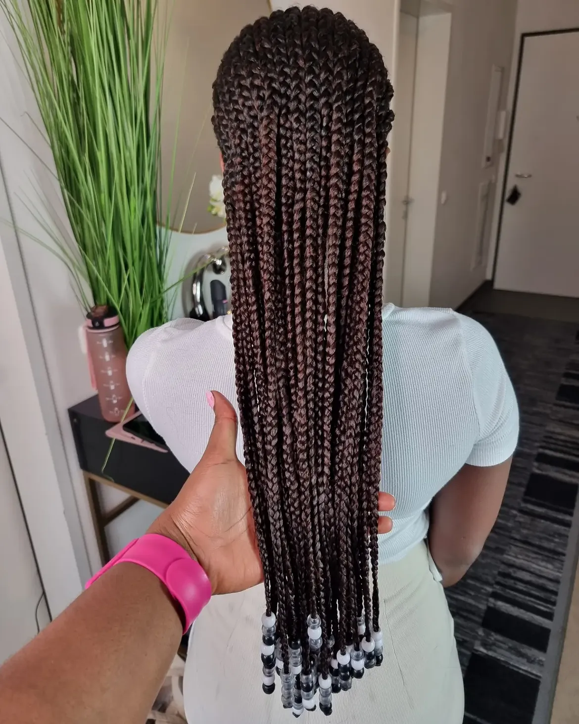 Mid-Back Braids with Cute Beads