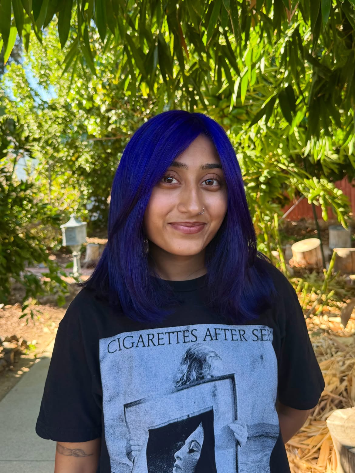 Midnight Blue Collarbone Cut With Face Framing