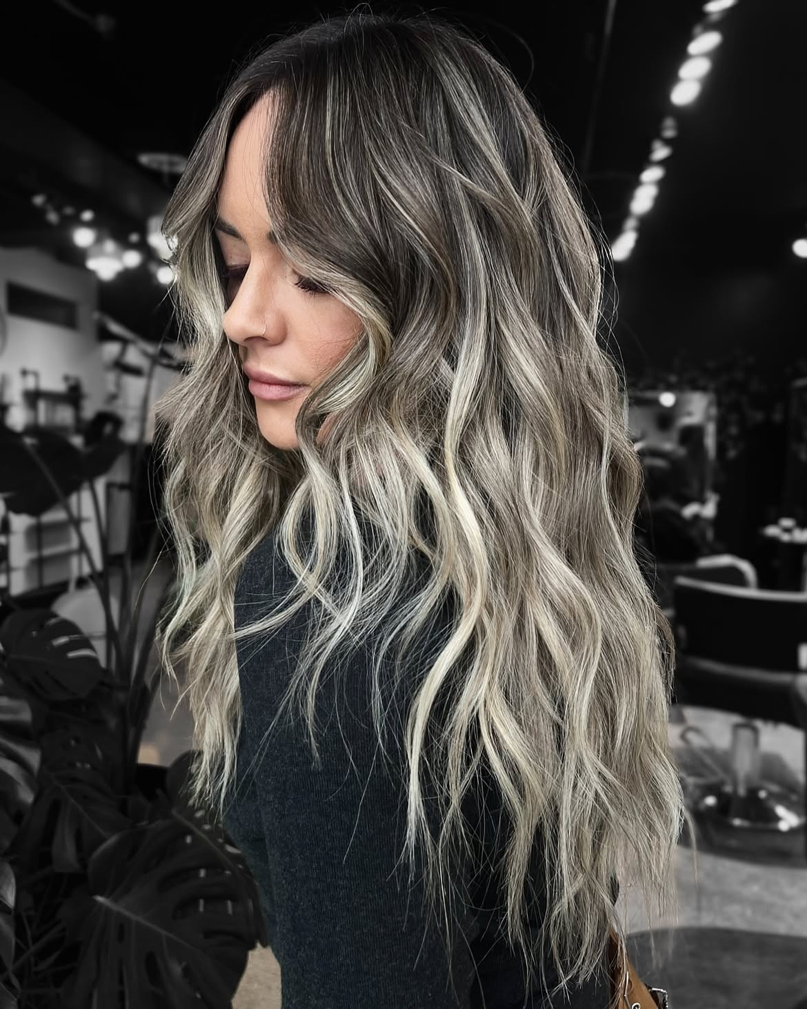 Modern Ash Blonde Gray Blending Waves