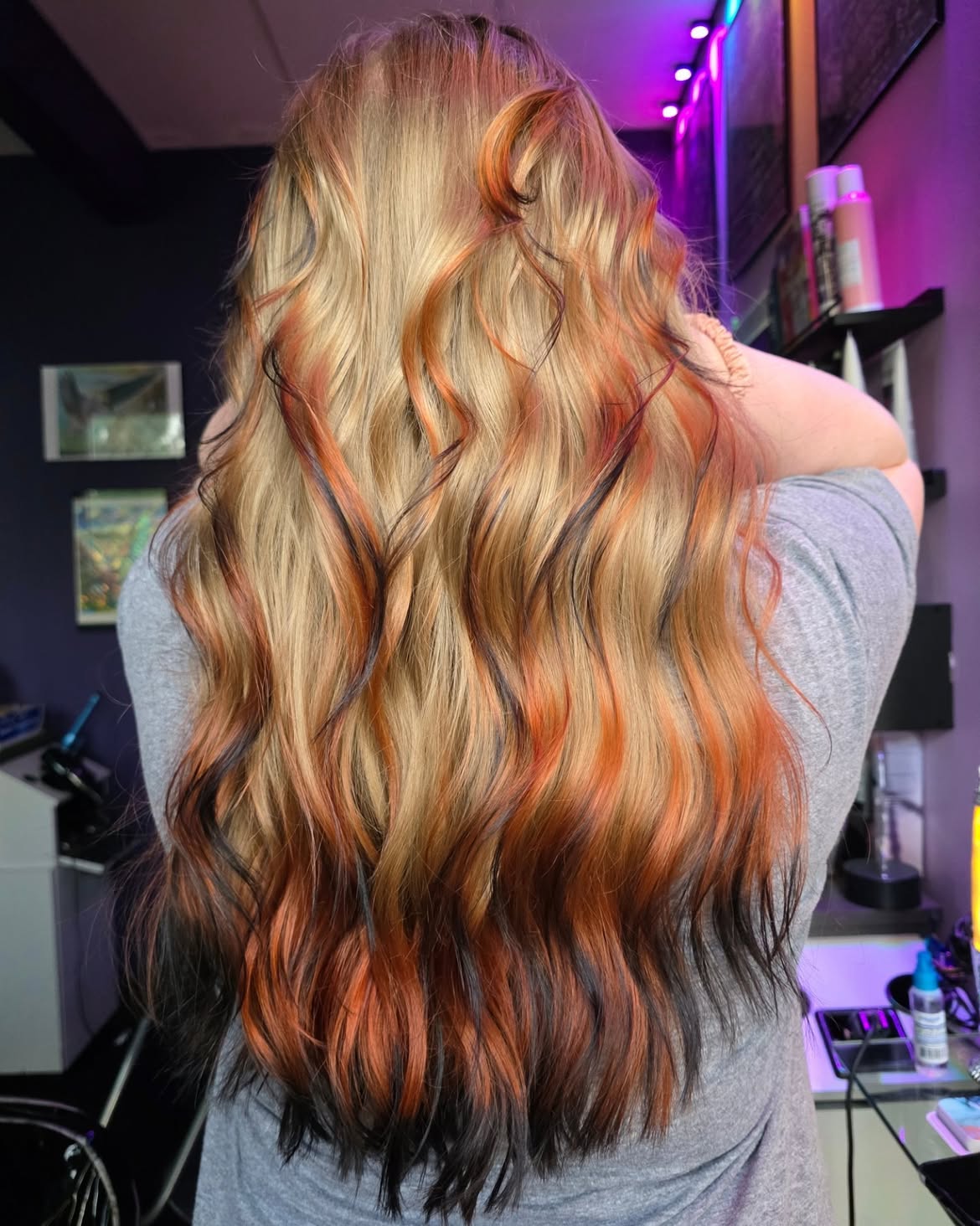 Multi Dimensional Copper And Black Blonde Waves