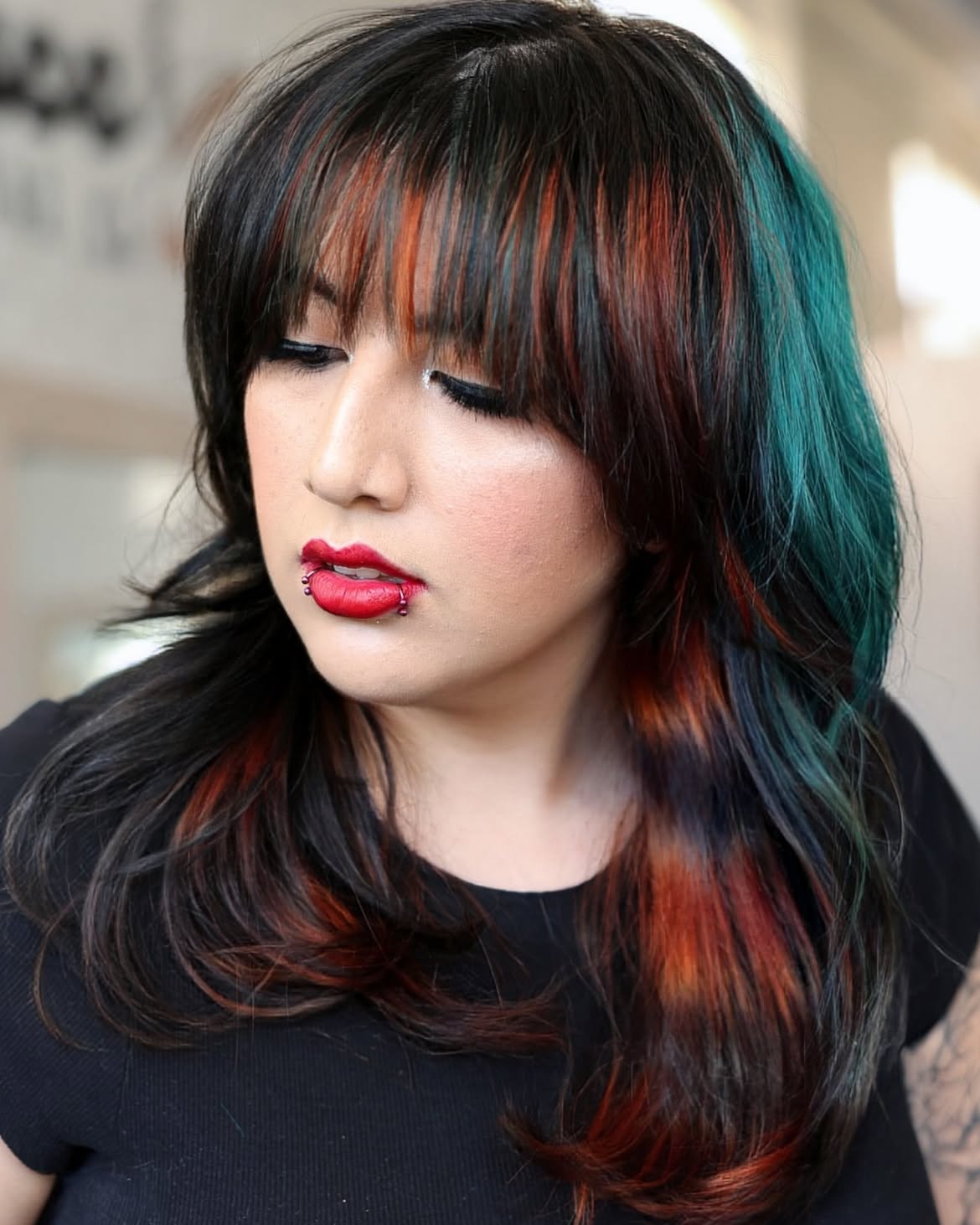 Multi Dimensional Teal And Copper Wolf Cut