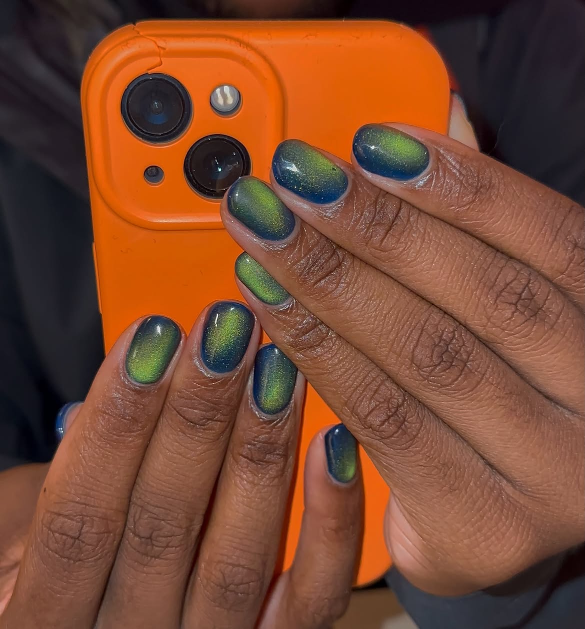 Mystic Cat Eye Ombre Oval Nails
