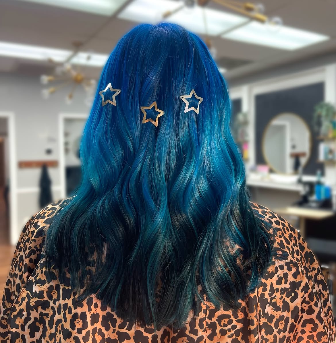 Ocean Blue Ombre With Star Hair Clips