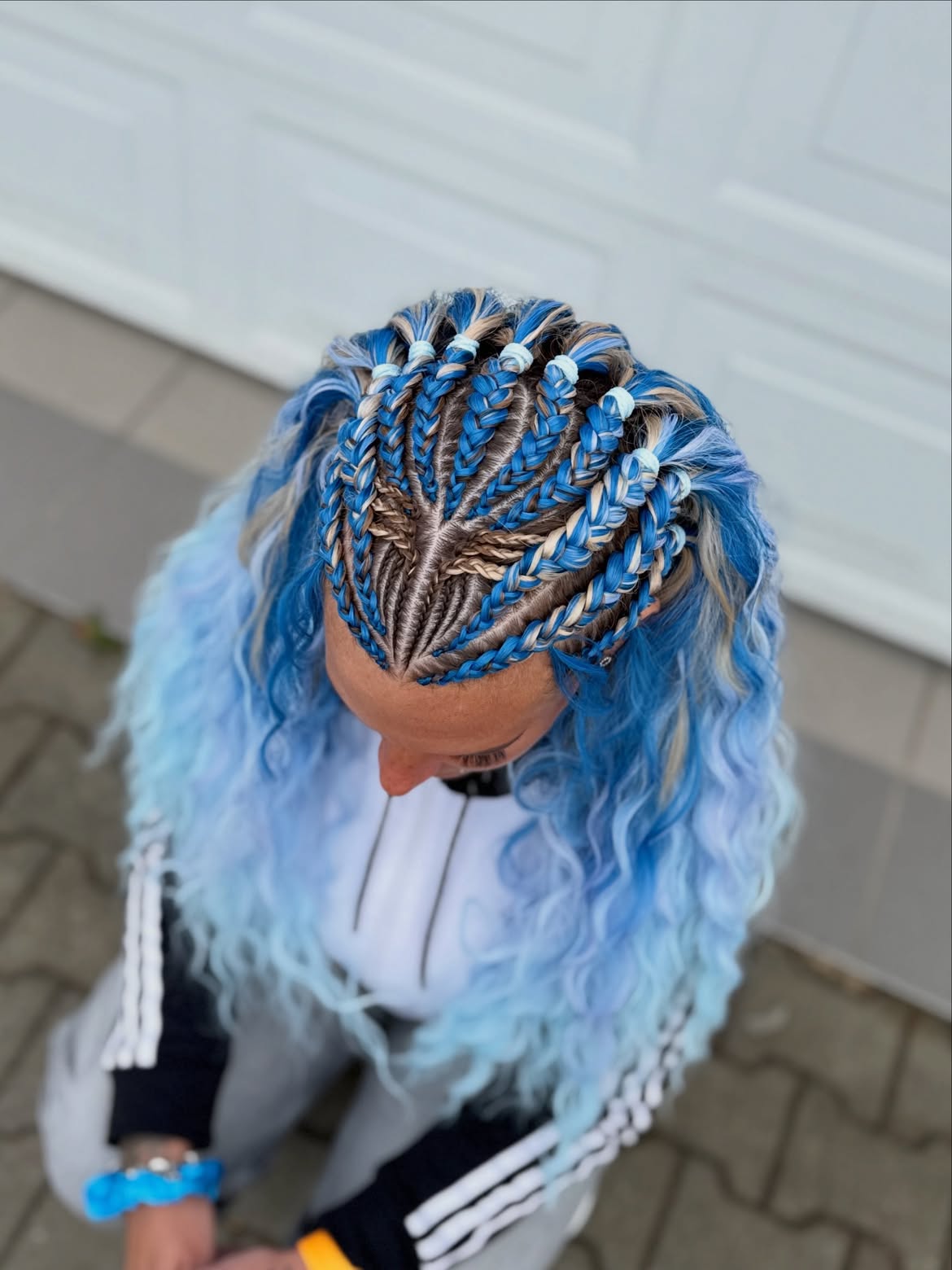 Ocean Wave Braids With Pastel Blue Ombre